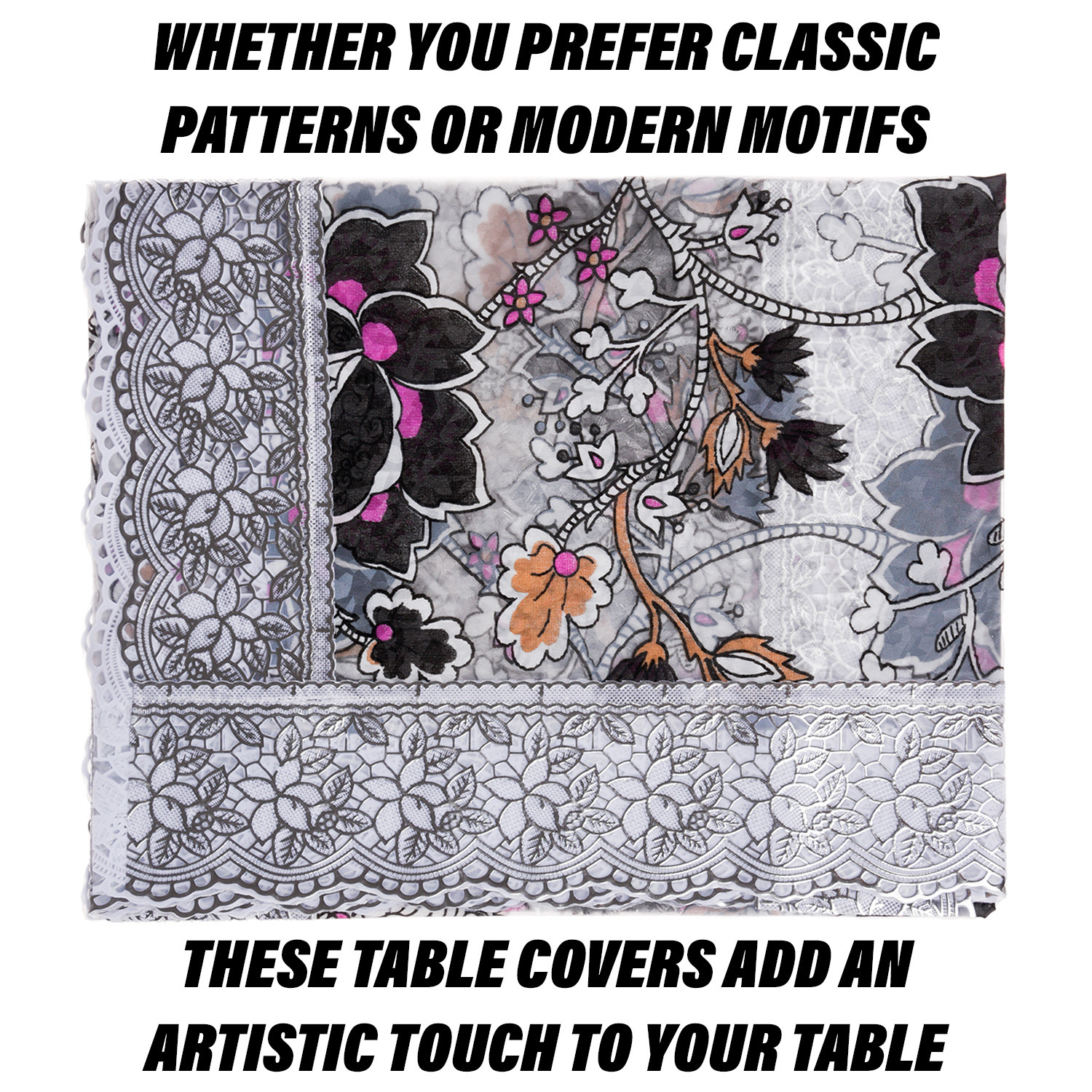 Kuber Industries Table Cover  PVC Dining Table Cover  Table Cloth  Center Table Cover  Table Cover for Kitchen Table  3D Gulab Table Cover for Hall Dcor  54 Inch  Black