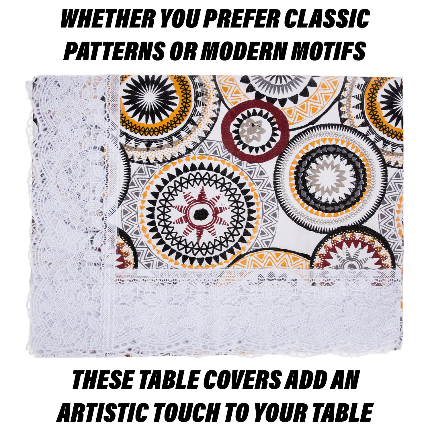 Kuber Industries Table Cover | PVC Dining Table Cover | Table Cloth | Center Table Cover | Table Cover for Kitchen Table | Rangoli Table Cover for Hall Décor | 54 Inch | White