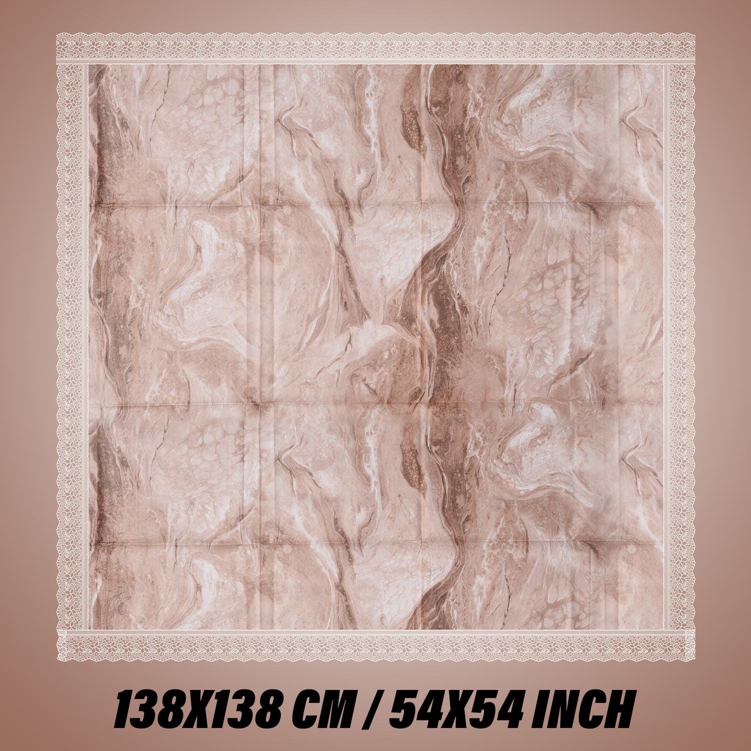 Kuber Industries Table Cover | PVC Dining Table Cover | Table Cloth | Center Table Cover | Table Cover for Kitchen Table | Marble Table Cover for Hall Décor | 54 Inch | Brown