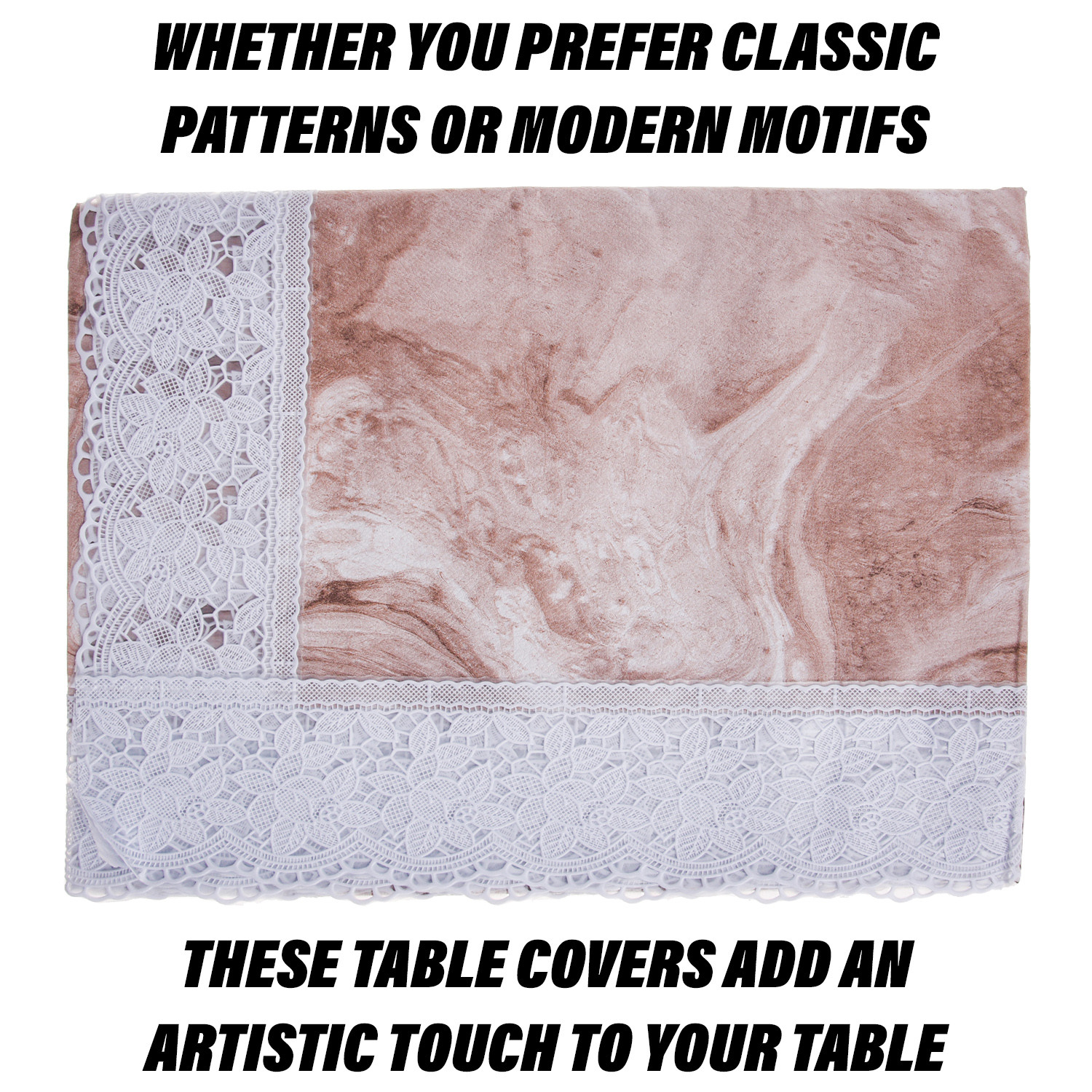 Kuber Industries Table Cover | PVC Dining Table Cover | Table Cloth | Center Table Cover | Table Cover for Kitchen Table | Marble Table Cover for Hall Décor | 54 Inch | Brown