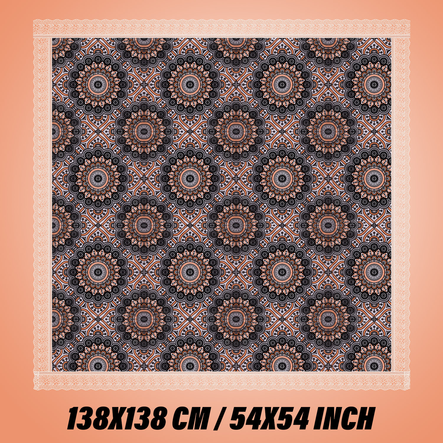 Kuber Industries Table Cover | PVC Dining Table Cover | Table Cloth | Center Table Cover | Table Cover for Kitchen Table | Rangoli Table Cover for Hall Décor | 54 Inch | Black