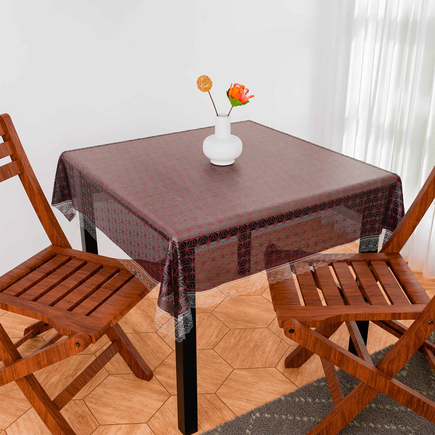 Kuber Industries Table Cover | PVC Dining Table Cover | Table Cloth | Center Table Cover | Table Cover for Kitchen Table | Self Star Table Cover for Hall Décor | 54 Inch | Brown