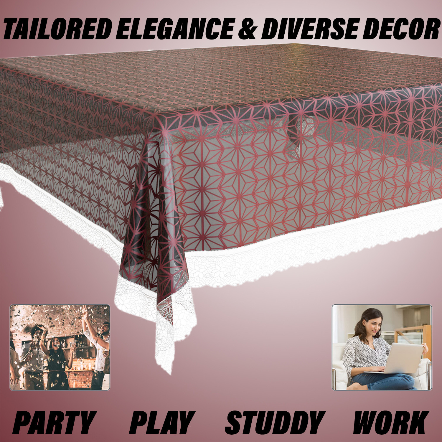 Kuber Industries Table Cover | PVC Dining Table Cover | Table Cloth | Center Table Cover | Table Cover for Kitchen Table | Self Star Table Cover for Hall Décor | 54 Inch | Brown