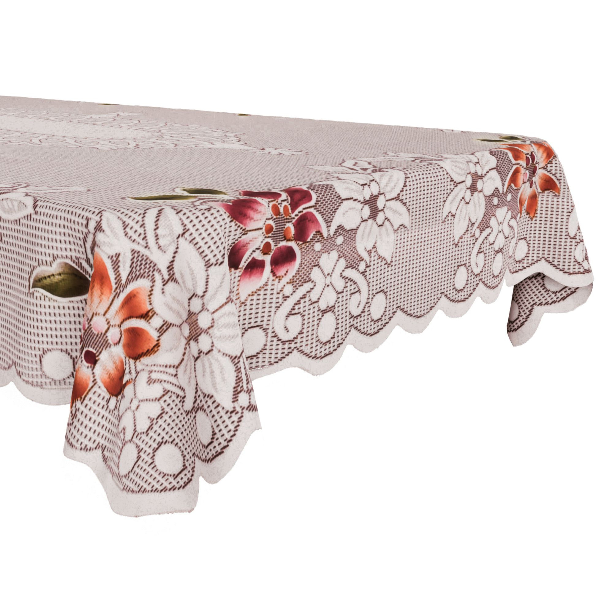 Kuber Industries Table Cover | Tabletop Cover | Table Cover | Table Linen Cover | Table Cloth Cover | Table Cover for Kitchen Table for Hall Décor | Side Flower-Design | 45x70 Inch | Brown