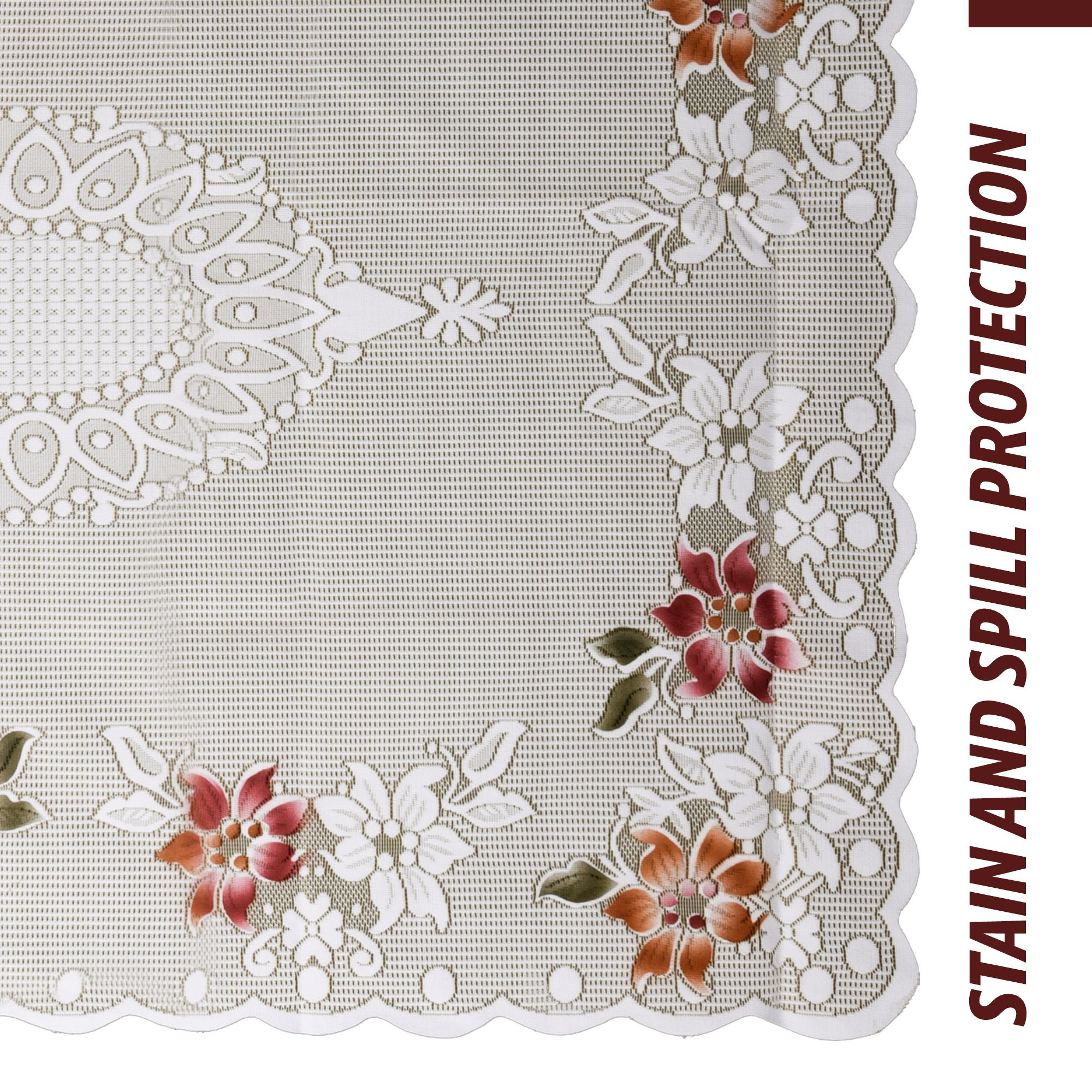 Kuber Industries Table Cover | Tabletop Cover | Table Cover | Table Linen Cover | Table Cloth Cover | Table Cover for Kitchen Table for Hall Décor | Side Flower-Design | 45x70 Inch | Brown
