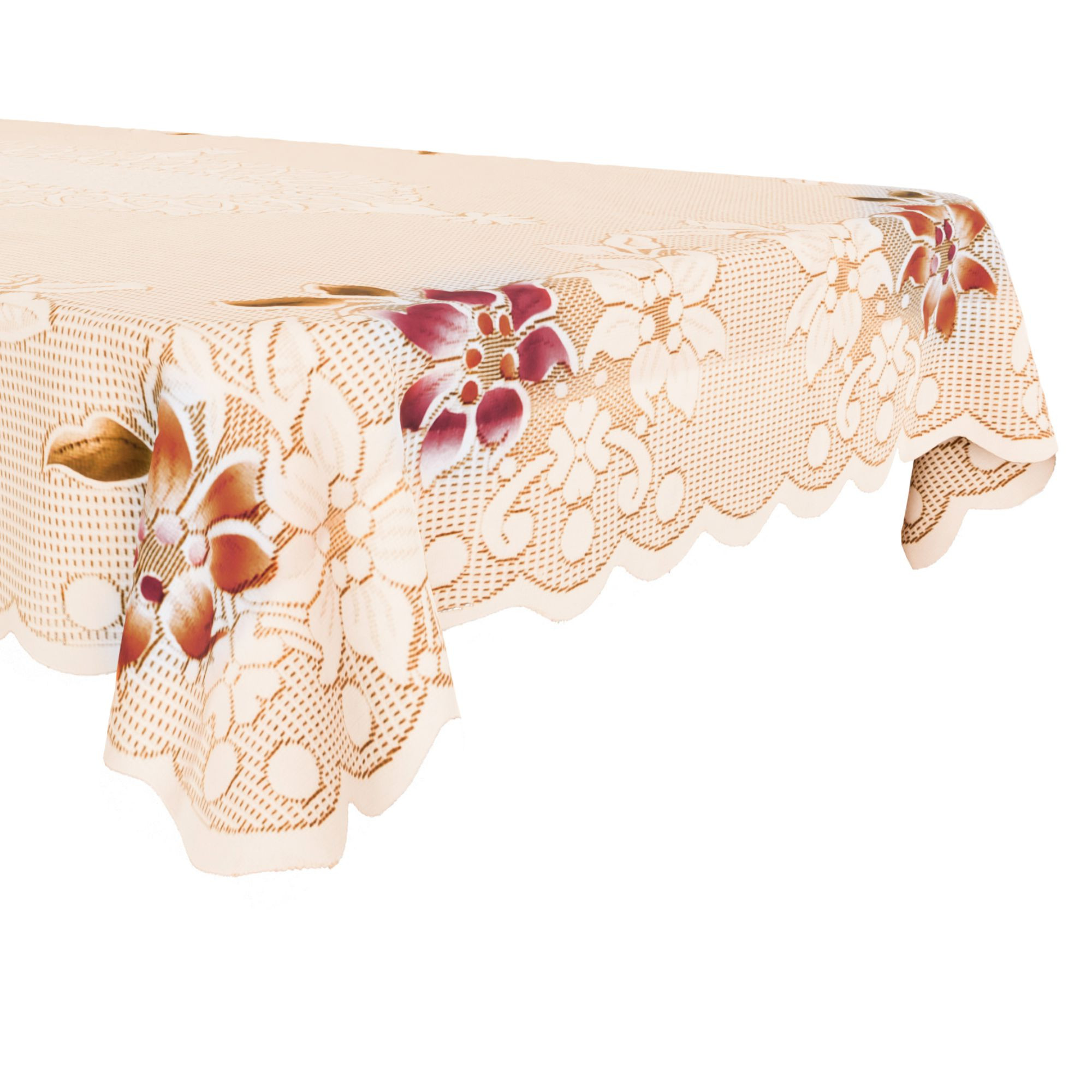 Kuber Industries Table Cover | Tabletop Cover | Table Cover | Table Linen Cover | Table Cloth Cover | Table Cover for Kitchen Table for Hall Décor | Side Flower-Design | 45x70 Inch | Cream
