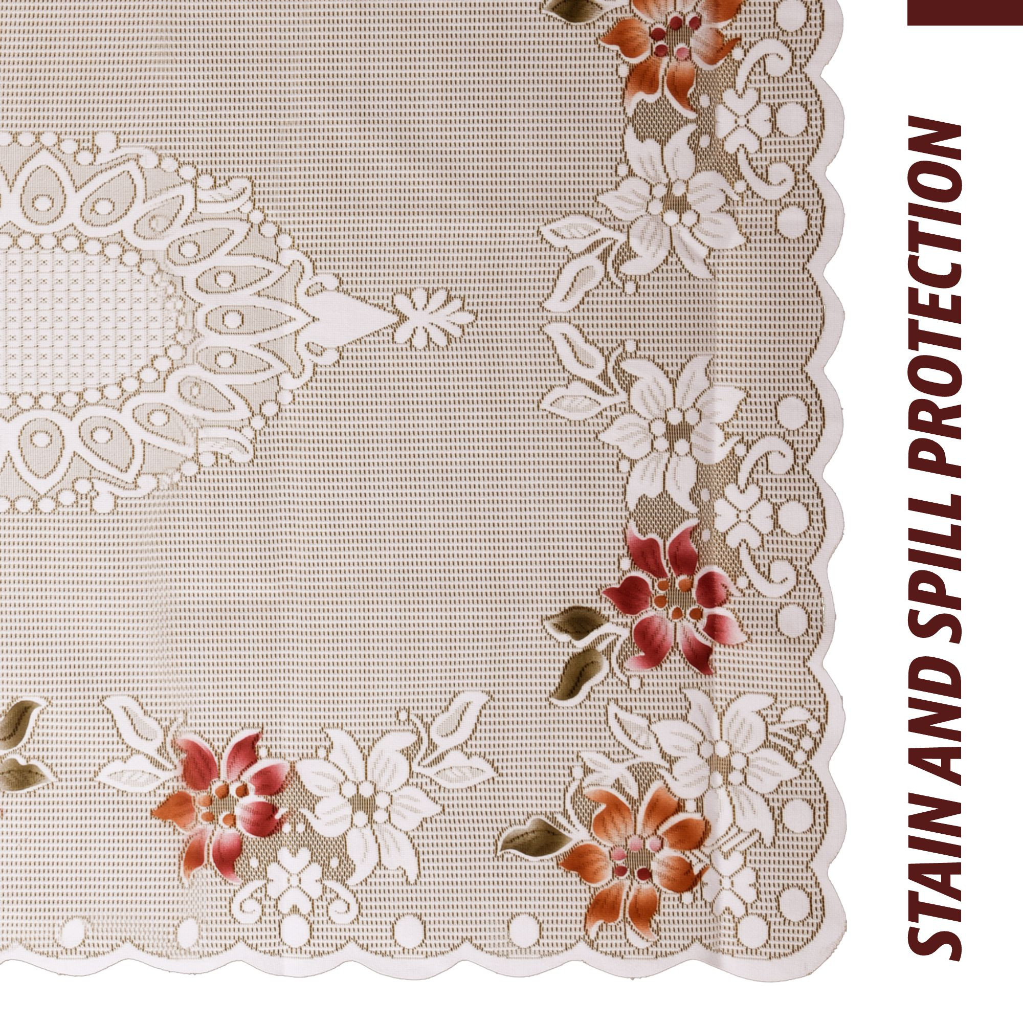 Kuber Industries Table Cover | Tabletop Cover | Table Cover | Table Linen Cover | Table Cloth Cover | Table Cover for Kitchen Table for Hall Décor | Side Flower-Design | 45x70 Inch | Cream