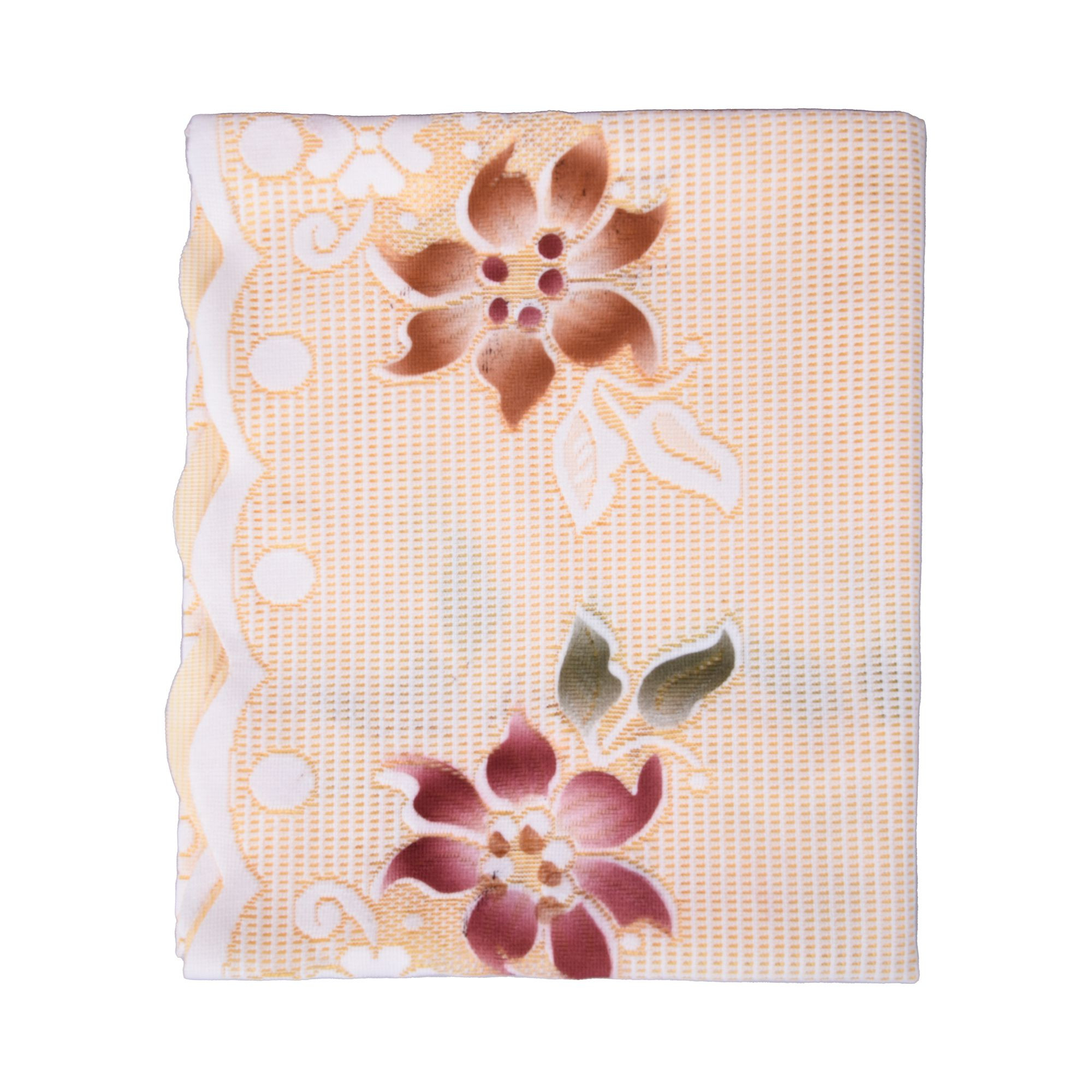 Kuber Industries Table Cover | Tabletop Cover | Table Cover | Table Linen Cover | Table Cloth Cover | Table Cover for Kitchen Table for Hall Décor | Side Flower-Design | 45x70 Inch | Cream