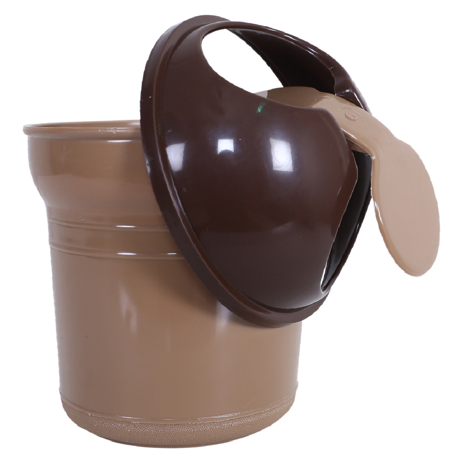 Kuber Industries Table Dustbin|Durable Plastic Small Desktop Garbage Bin with Swing-Lid|Countertop Trash Can For Study Table, Office, 3 Ltr, (Brown)