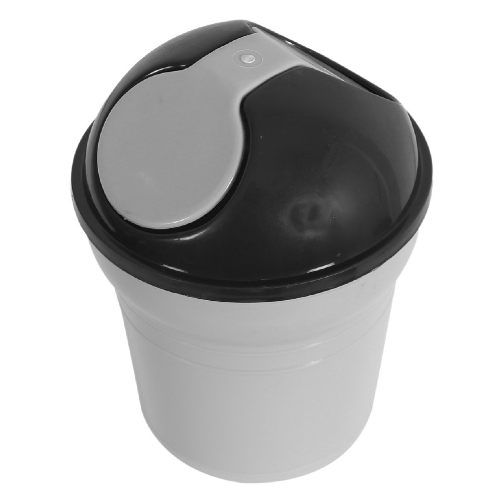Kuber Industries Table Dustbin|Durable Plastic Small Desktop Garbage Bin with Swing-Lid|Countertop Trash Can For Study Table, Office, 3 Ltr, (Gray)