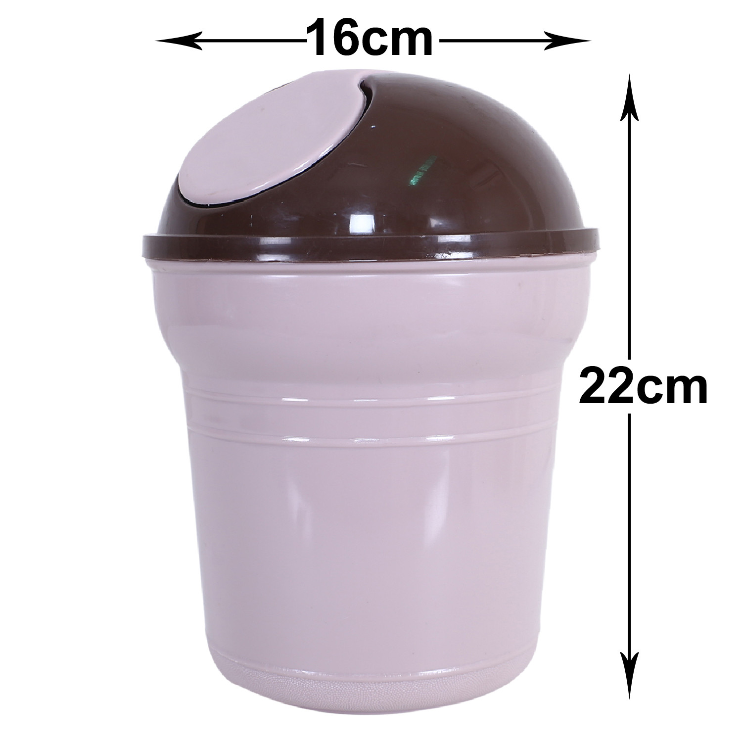 Kuber Industries Table Dustbin|Durable Plastic Small Desktop Garbage Bin with Swing-Lid|Countertop Trash Can For Study Table, Office, 3 Ltr, (Peach)