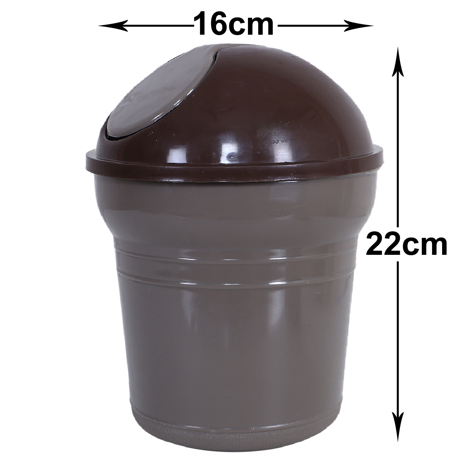 Kuber Industries Table Dustbin|Durable Plastic Small Desktop Garbage Bin with Swing-Lid|Countertop Trash Can For Study Table, Office, 3 Ltr, (Coffee)