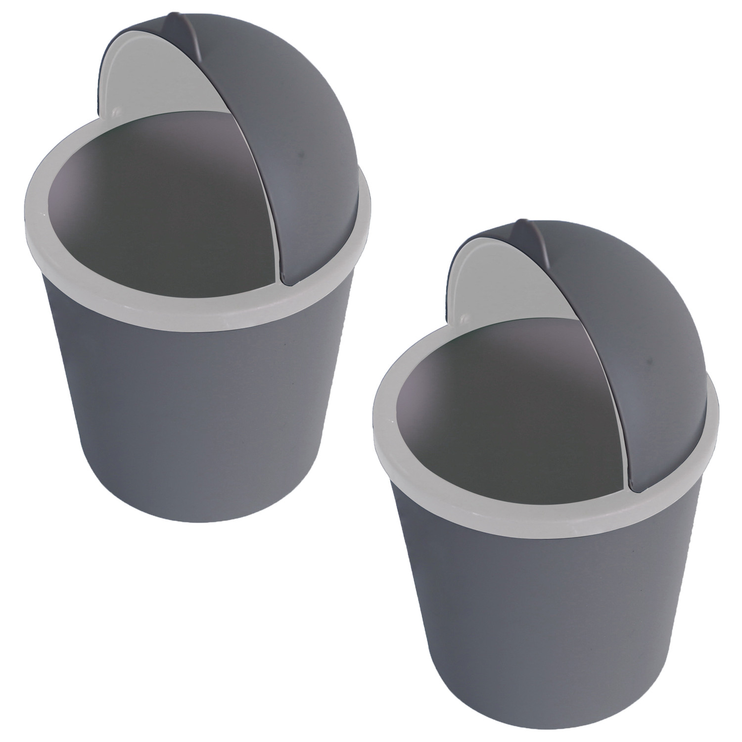 Kuber Industries Table Dustbin|Plastic Swinging Lid Waste Storage Garbage Bin|Desktop Trash Can For Study Table, Office(Gray)