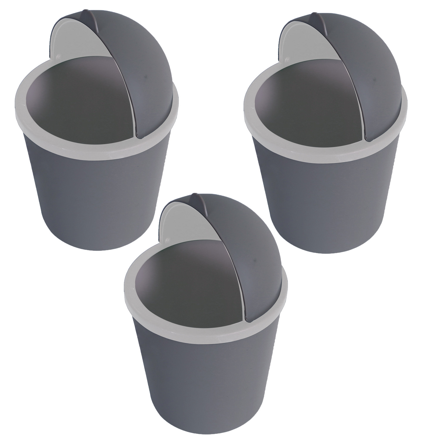 Kuber Industries Table Dustbin|Plastic Swinging Lid Waste Storage Garbage Bin|Desktop Trash Can For Study Table, Office(Gray)
