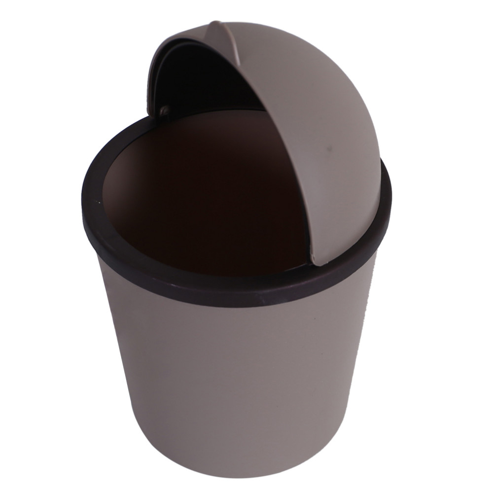 Kuber Industries Table Dustbin|Plastic Swinging Lid Waste Storage Garbage Bin|Desktop Trash Can For Study Table, Office(Coffee)