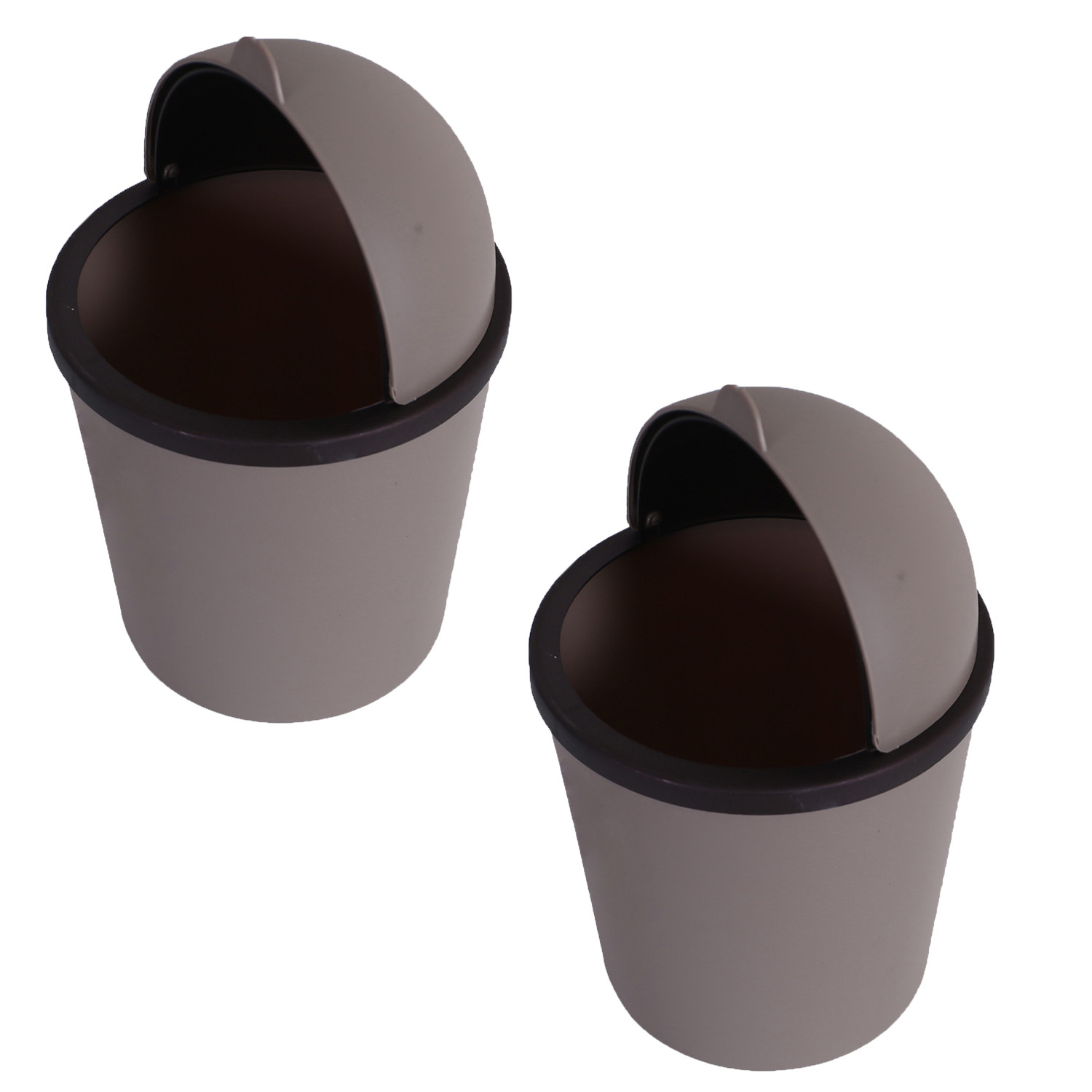 Kuber Industries Table Dustbin|Plastic Swinging Lid Waste Storage Garbage Bin|Desktop Trash Can For Study Table, Office(Coffee)
