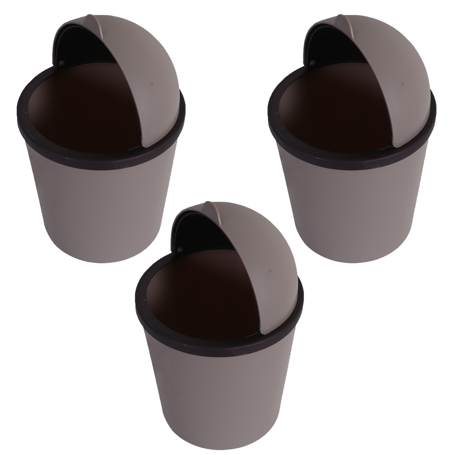 Kuber Industries Table Dustbin|Plastic Swinging Lid Waste Storage Garbage Bin|Desktop Trash Can For Study Table, Office(Coffee)