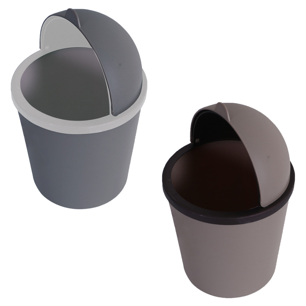 Kuber Industries Table Dustbin|Plastic Swinging Lid Waste Storage Garbage Bin|Desktop Trash Can For Study Table, Office|Pack of 2 (Multicolor)