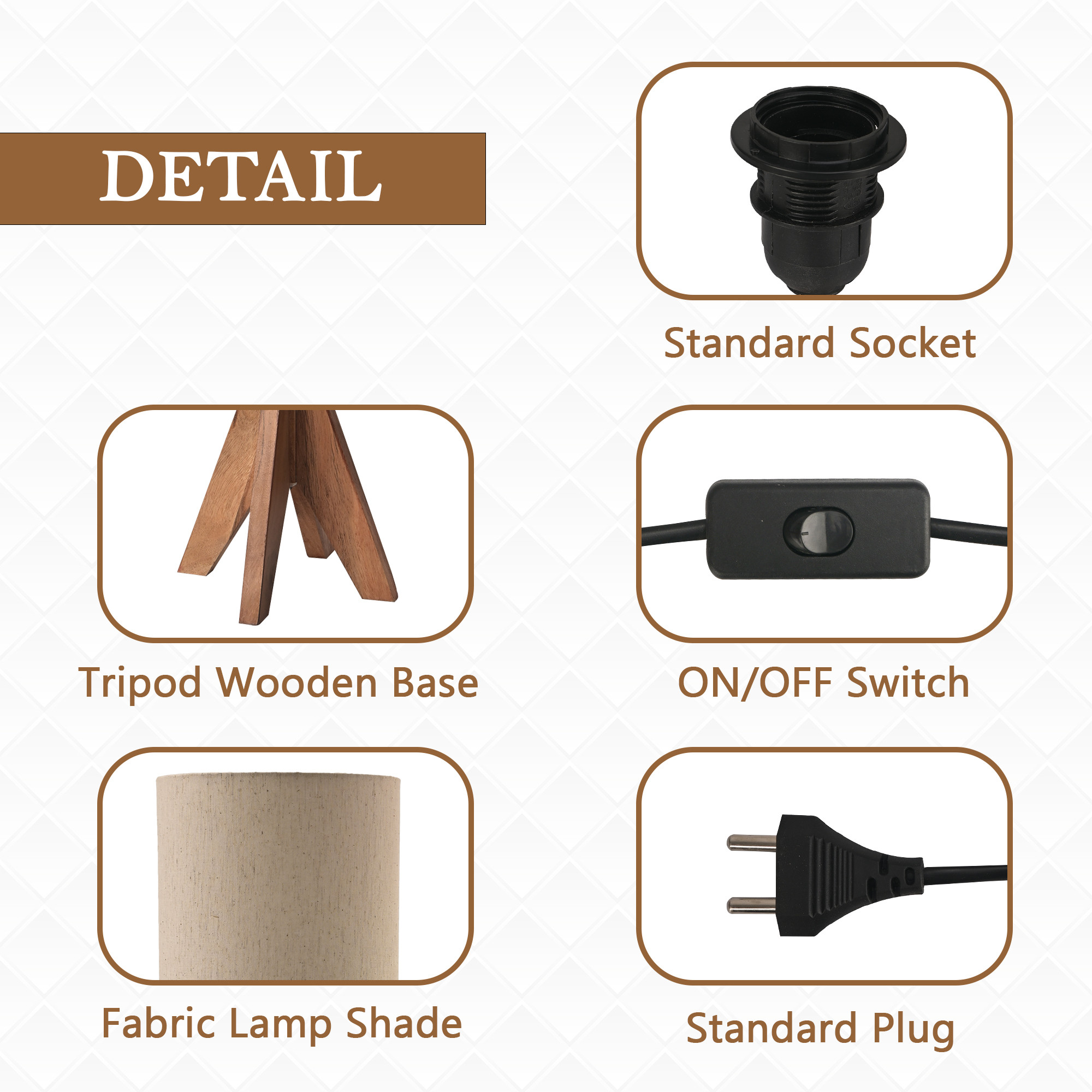 Kuber Industries Table Lamp for Bedroom  Home Dcor Nightstand  Bedside Table Lamp for Room Decoration  Desk Light Lamp Home Decoration Items for Living Room  Solid Cream  Black