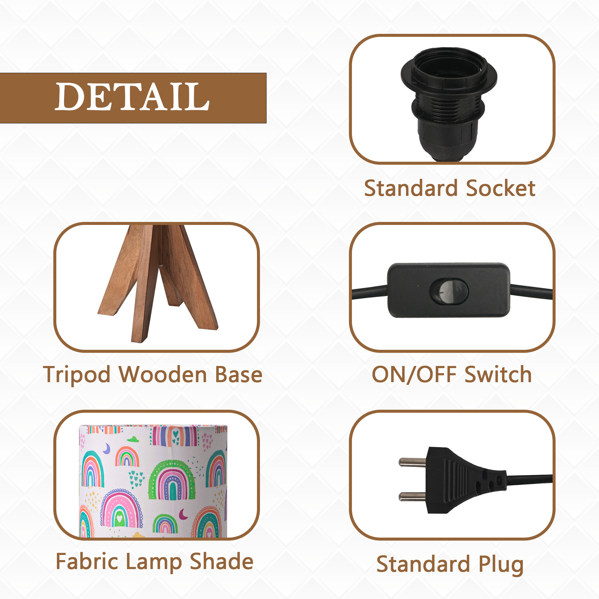 Kuber Industries Table Lamp for Bedroom  Home Dcor Nightstand  Bedside Table Lamp for Room Decoration  Desk Light Lamp Home Decoration Items for Living Room  Rainbow Moon