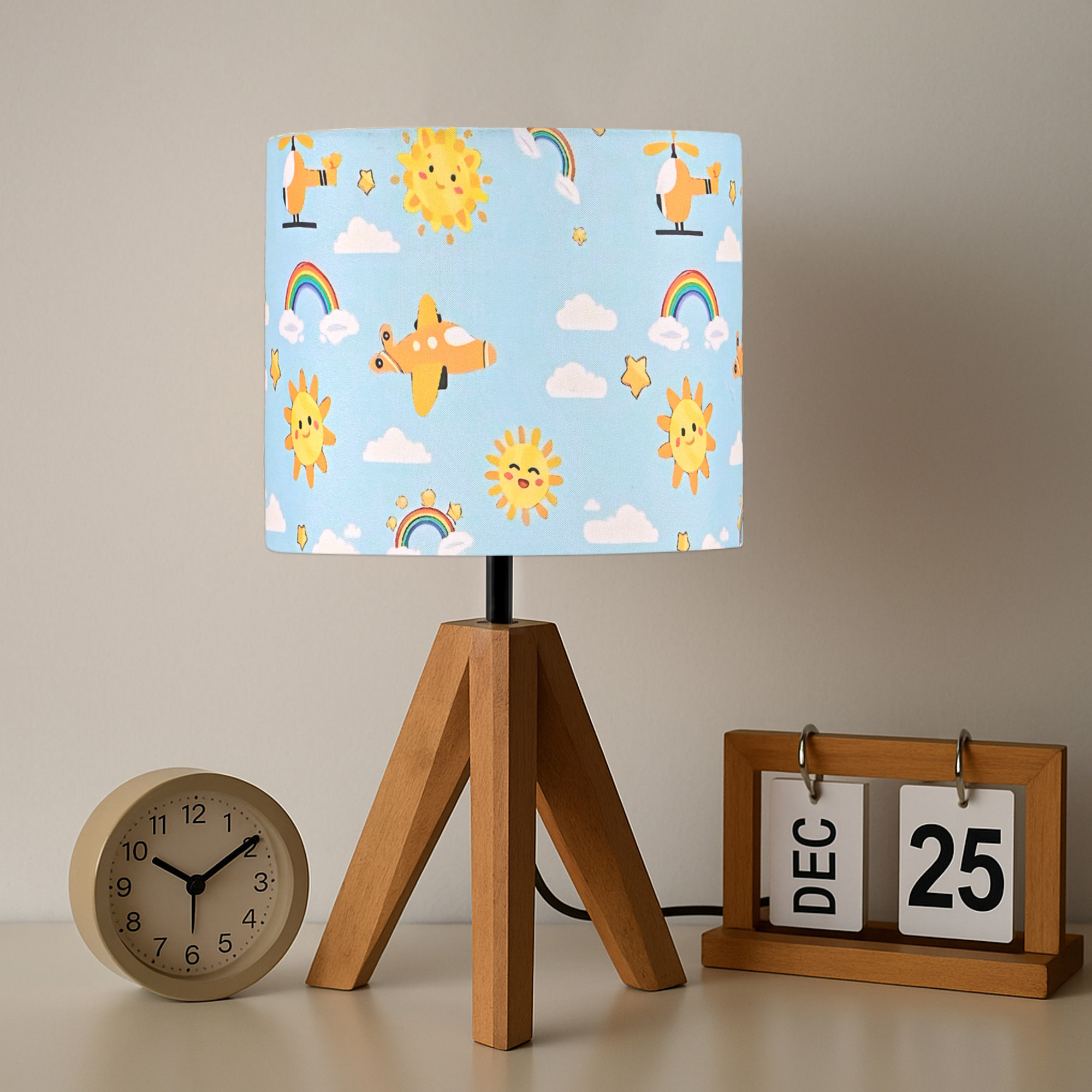 Kuber Industries Table Lamp for Bedroom  Home Dcor Nightstand  Bedside Table Lamp for Room Decoration  Desk Light Lamp Home Decoration Items for Living Room  Blue Yellow Sun