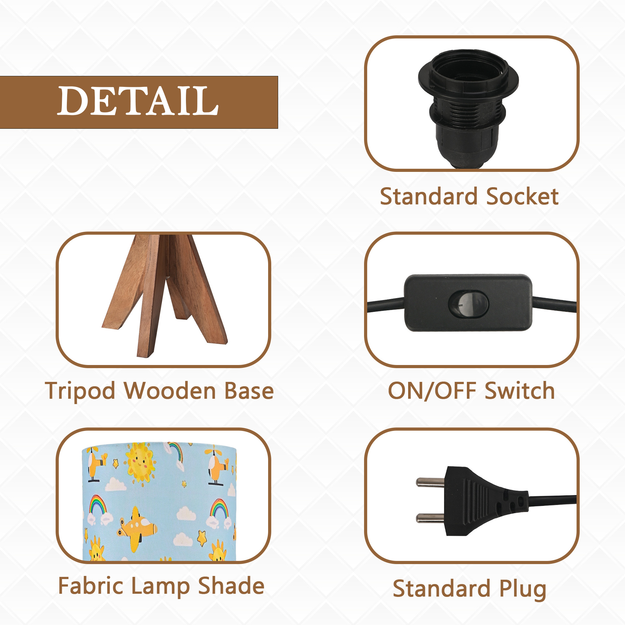 Kuber Industries Table Lamp for Bedroom  Home Dcor Nightstand  Bedside Table Lamp for Room Decoration  Desk Light Lamp Home Decoration Items for Living Room  Blue Yellow Sun