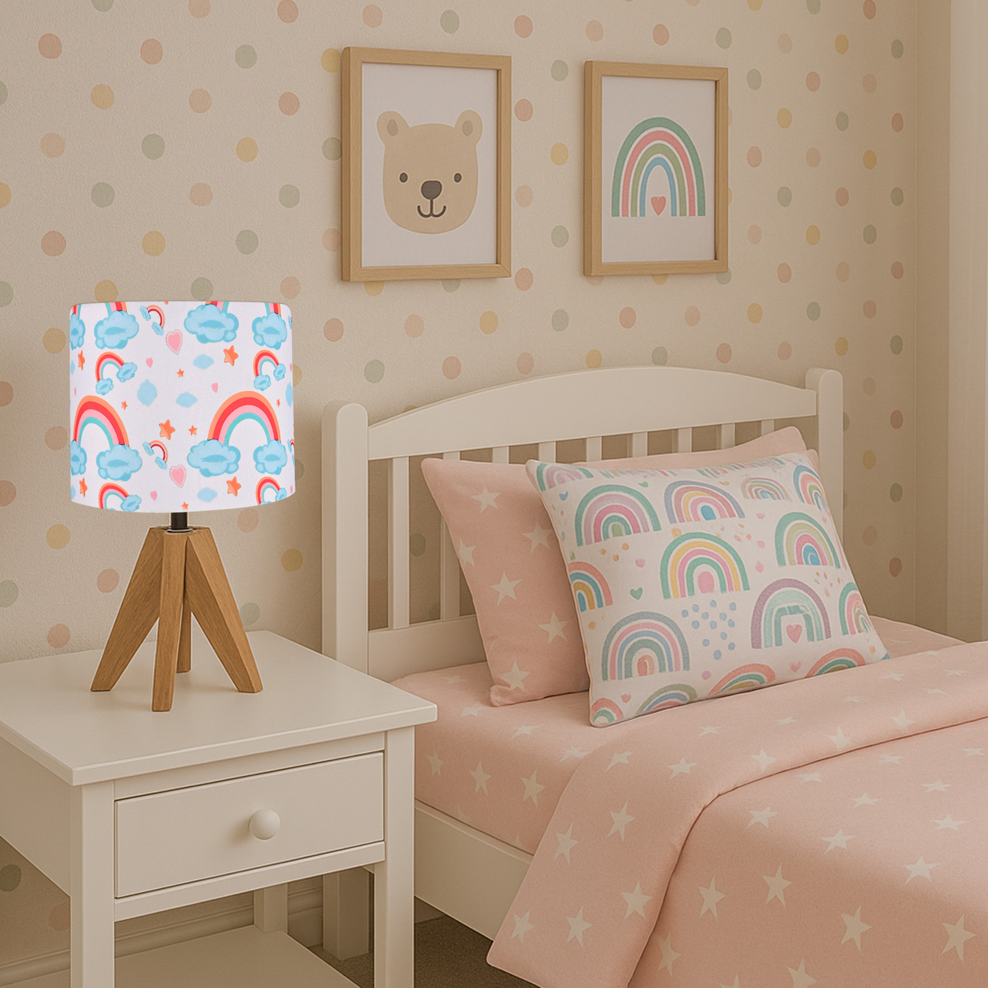 Kuber Industries Table Lamp for Bedroom  Home Dcor Nightstand  Bedside Table Lamp for Room Decoration  Desk Light Lamp Home Decoration Items for Living Room  Rainbow Clouds