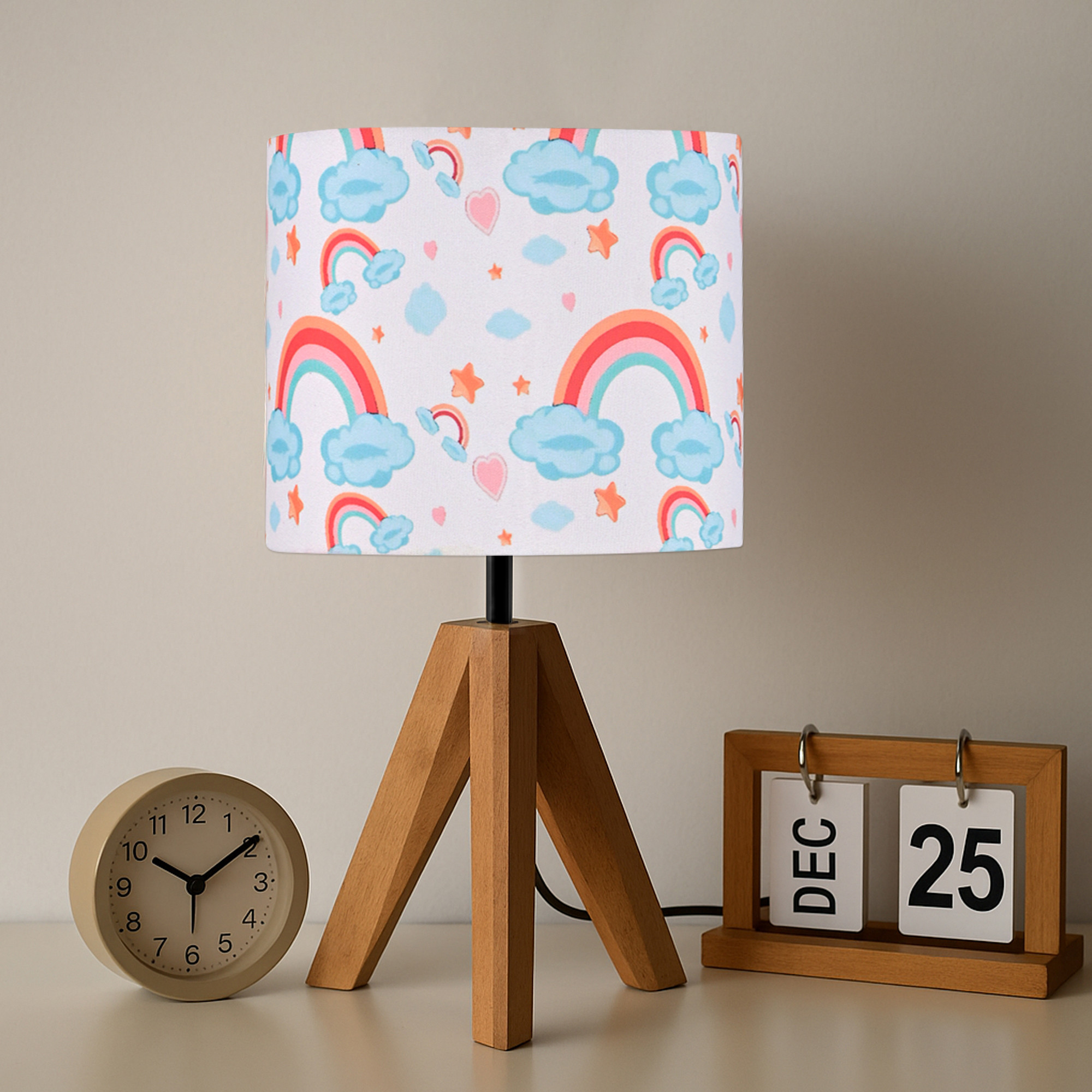 Kuber Industries Table Lamp for Bedroom  Home Dcor Nightstand  Bedside Table Lamp for Room Decoration  Desk Light Lamp Home Decoration Items for Living Room  Rainbow Clouds