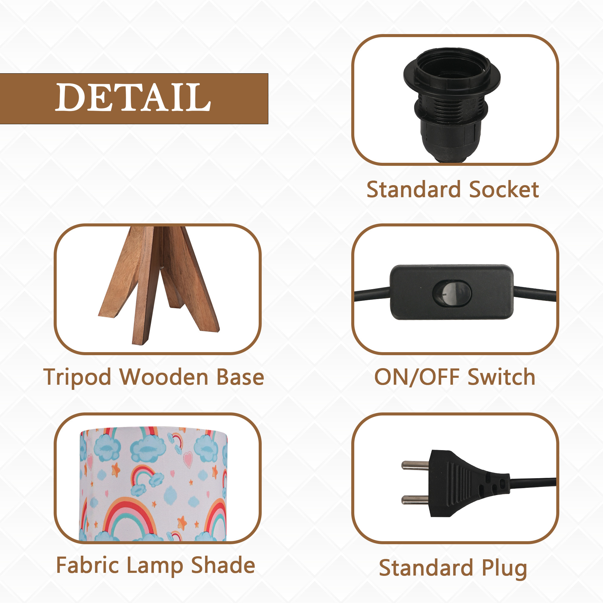 Kuber Industries Table Lamp for Bedroom  Home Dcor Nightstand  Bedside Table Lamp for Room Decoration  Desk Light Lamp Home Decoration Items for Living Room  Rainbow Clouds