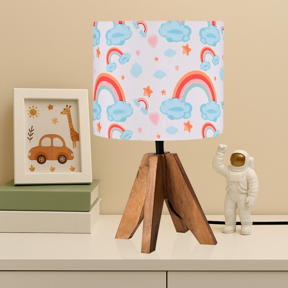 Image of Kuber Industries Table Lamp for Bedroom | Home Décor Nightstand / Bedside Table Lamp for Room Decoration | Desk Light Lamp Home Decoration Items for Living Room | Rainbow Clouds