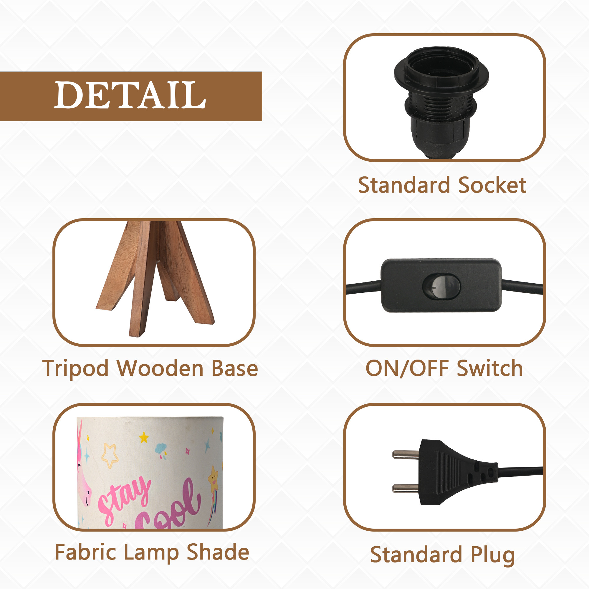 Kuber Industries Table Lamp for Bedroom  Living Room  Home Decor Bedside Table Lamp for Study Room  Desk Table Night Stand Lamp for Kids  Students  Unicorn Stay Cool  Pink