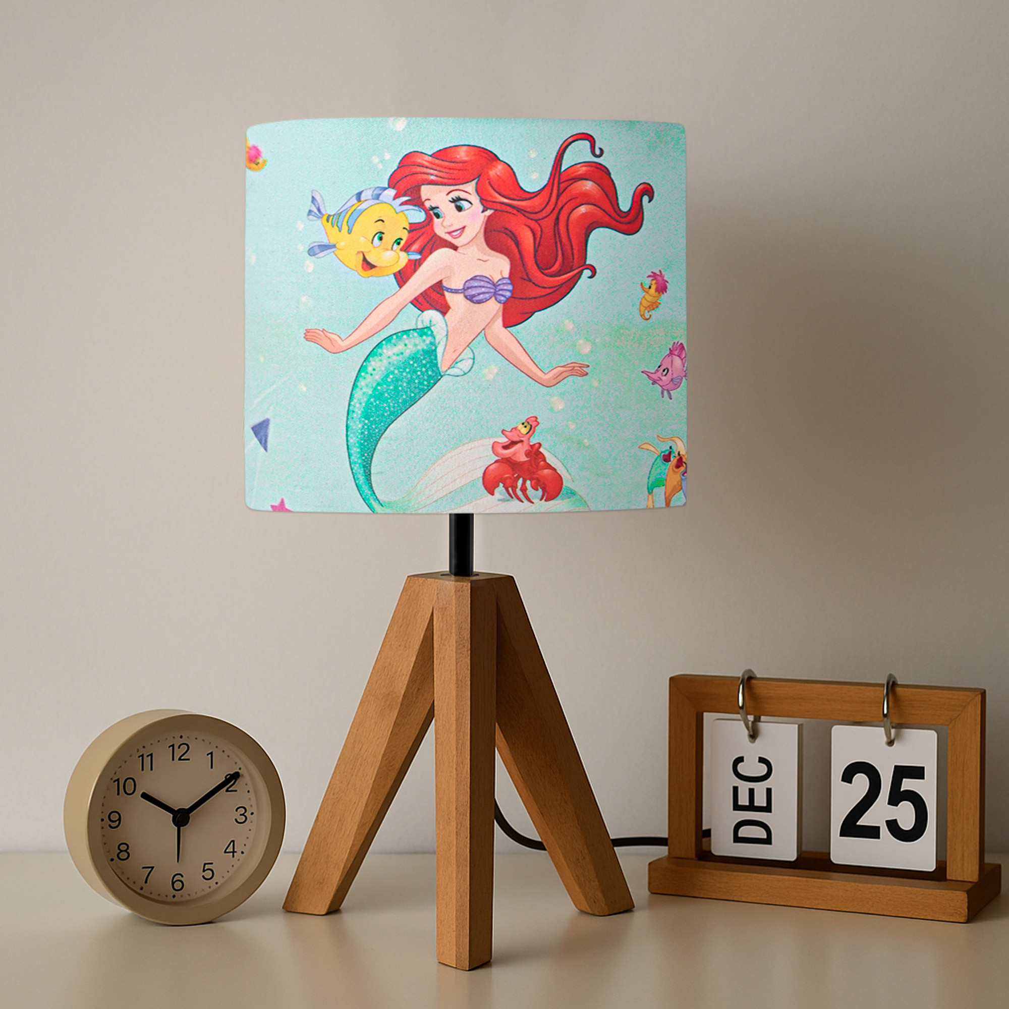 Kuber Industries Table Lamp for Bedroom  Living Room  Home Decor Bedside Table Lamp for Study Room  Desk Table Night Stand Lamp for Kids  Students  Disney Mermaid  Green