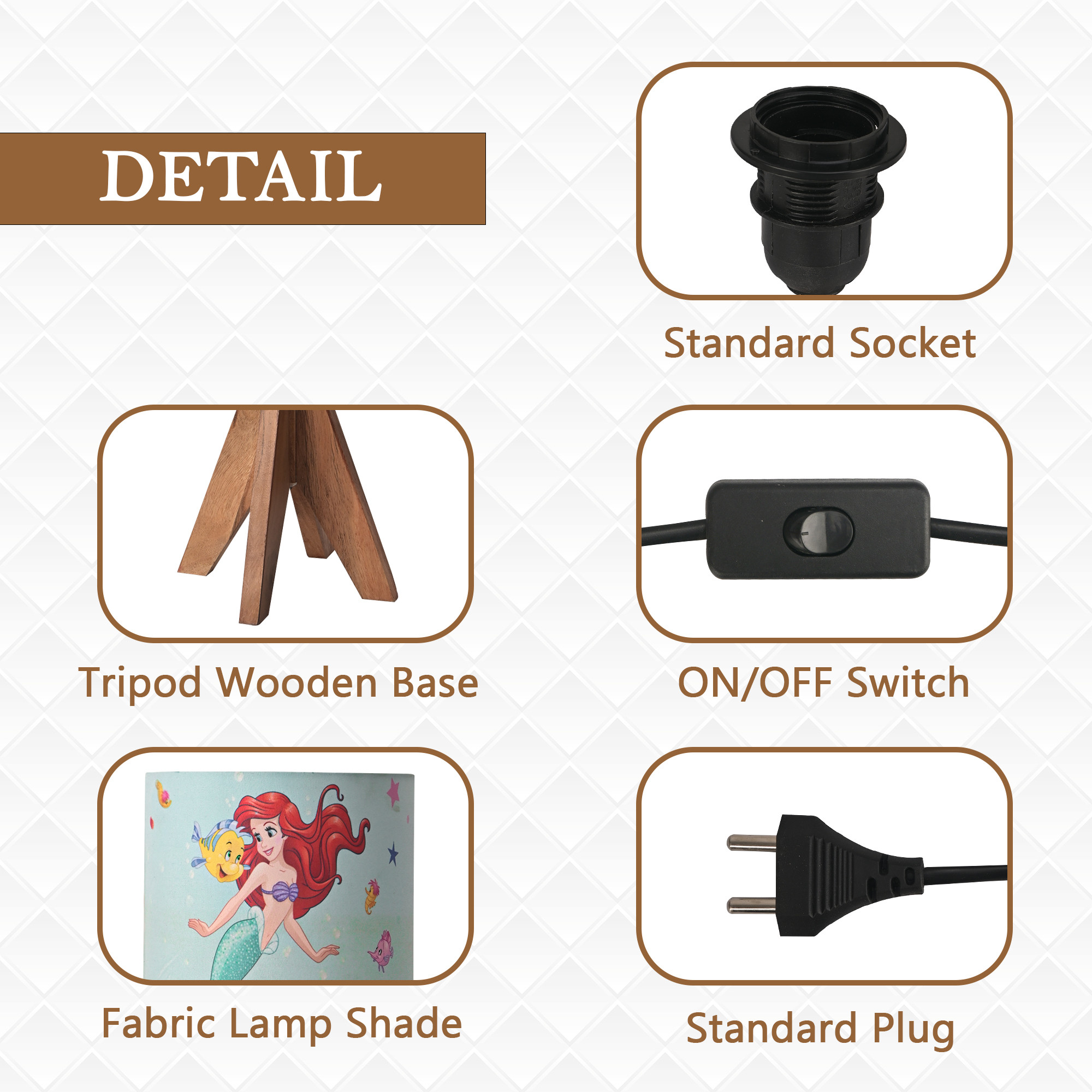 Kuber Industries Table Lamp for Bedroom  Living Room  Home Decor Bedside Table Lamp for Study Room  Desk Table Night Stand Lamp for Kids  Students  Disney Mermaid  Green