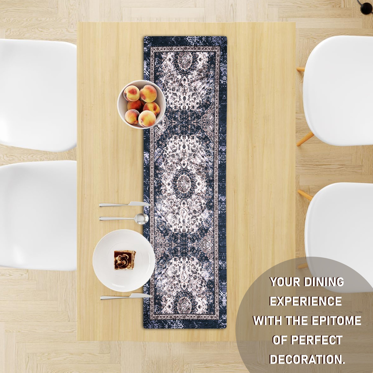 Kuber Industries Table Runner  13x36 Inch  Dining Table Runner  Wedding Table Runner  Table Runner for Family Dinners  Hotels  Coffee Table Runner  Carpet Printed  Blue