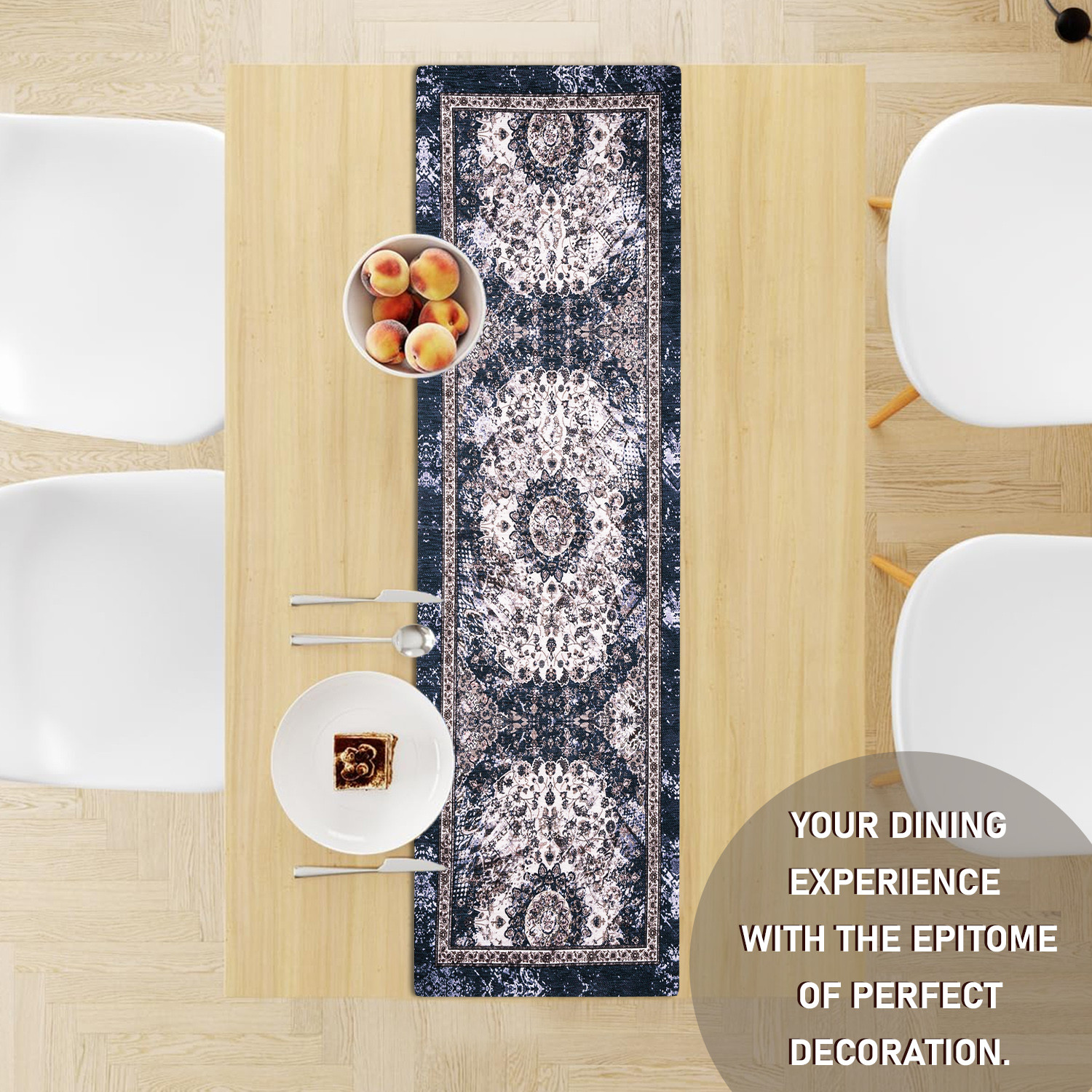 Kuber Industries Table Runner  13x72 Inch  Dining Table Runner  Wedding Table Runner  Table Runner for Family Dinners  Hotels  Coffee Table Runner  Carpet Printed  Blue