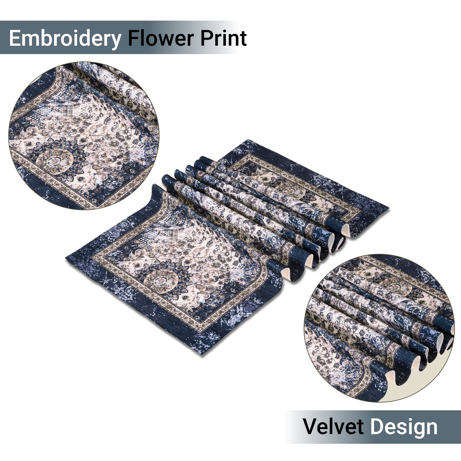 Kuber Industries Table Runner  13x72 Inch  Dining Table Runner  Wedding Table Runner  Table Runner for Family Dinners  Hotels  Coffee Table Runner  Carpet Printed  Blue