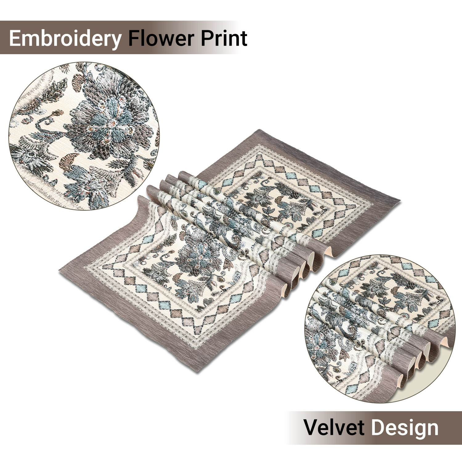 Kuber Industries Table Runner  13x72 Inch  Dining Table Runner  Wedding Table Runner  Table Runner for Family Dinners  Hotels  Coffee Table Runner  Embroidery Flower Print  Grey