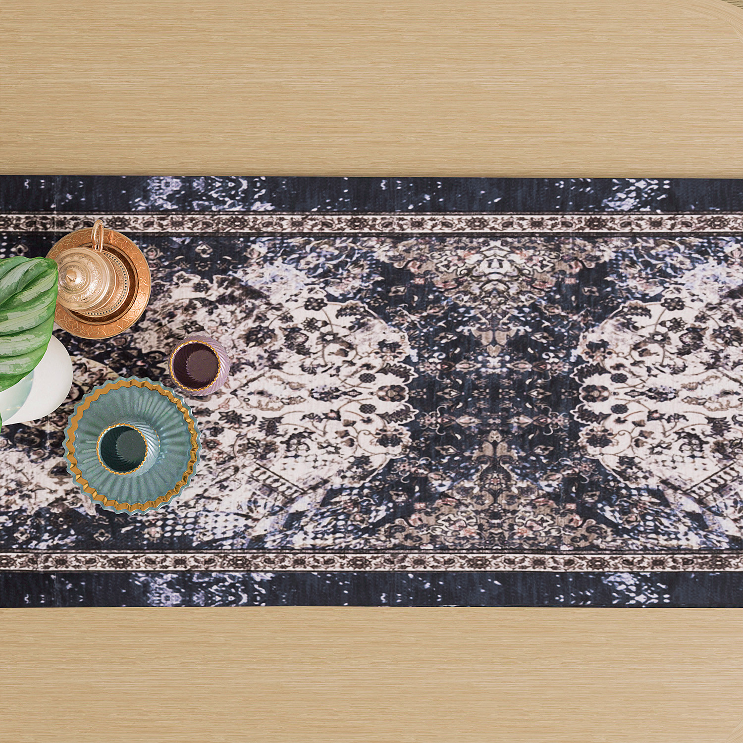 Kuber Industries Table Runner  13x72 Inch  Dining Table Runner  Wedding Table Runner  Table Runner for Family Dinners  Hotels  Coffee Table Runner  Carpet Printed  Blue