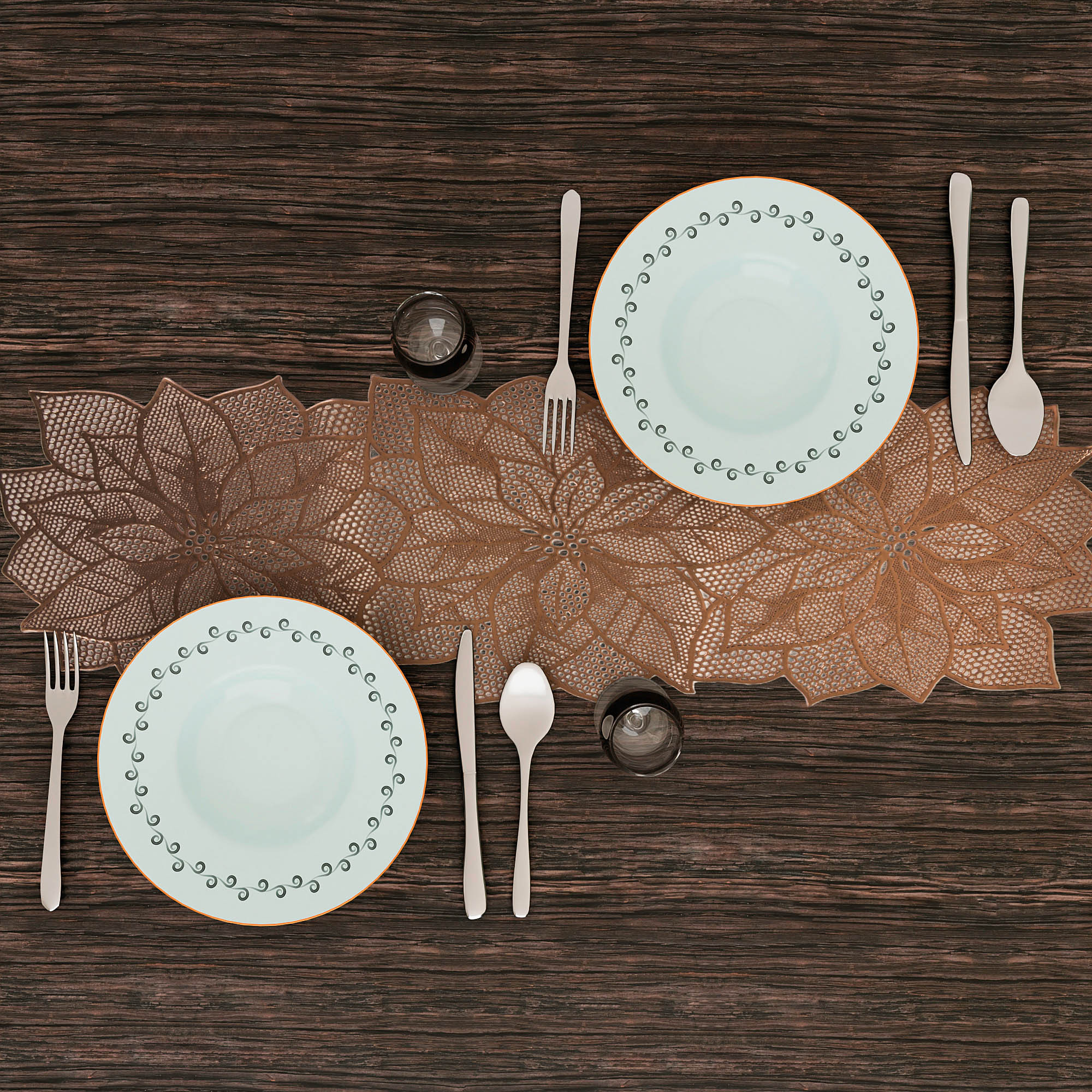 Kuber Industries Table Runner  Coffee Table Runner  Center Table Runner  Dining Table Runner  Kitchen Runner  Leather Runner for Party Wedding Family Dinners  Flower  Copper