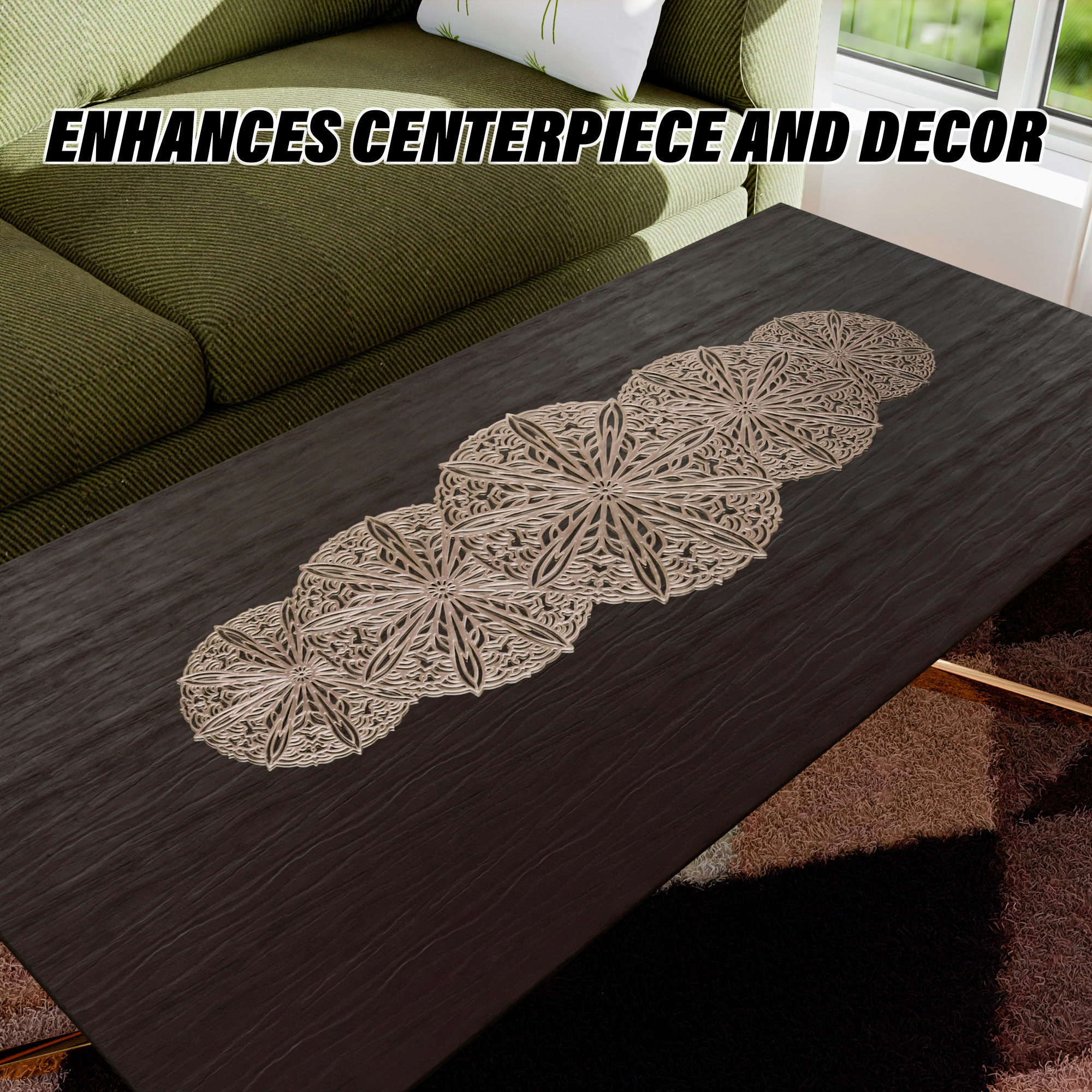 Kuber Industries Table Runner  Dining Table Runner  Coffee Table Runner  Table Runner for Wedding  Table Runner for Family Dinners  Gola Table Runner Cloth  Golden