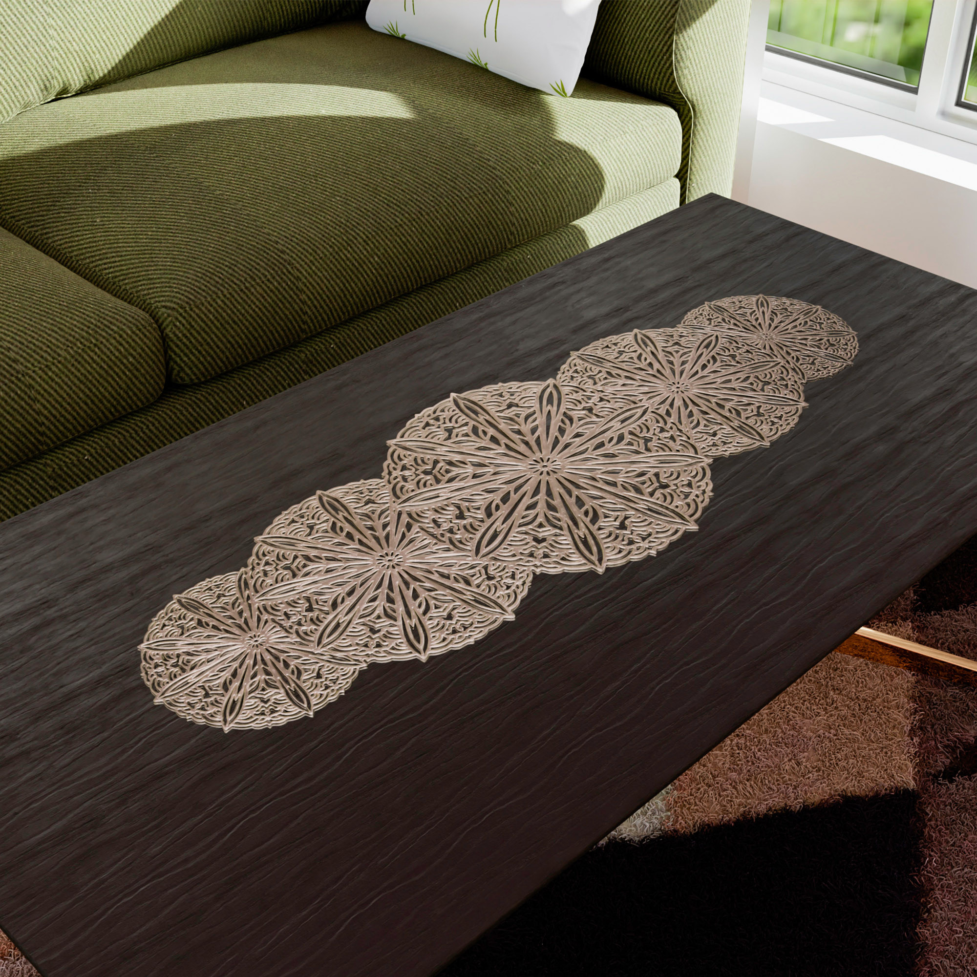 Kuber Industries Table Runner | Dining Table Runner | Coffee Table Runner | Table Runner for Wedding | Table Runner for Family Dinners | Gola Table Runner Cloth | Golden