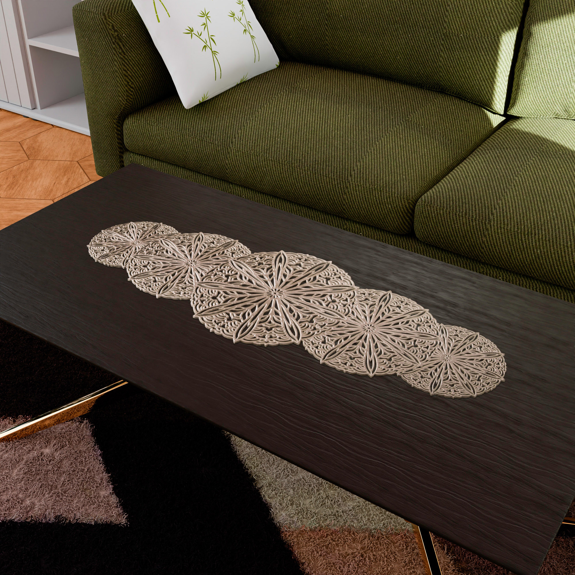 Kuber Industries Table Runner | Dining Table Runner | Coffee Table Runner | Table Runner for Wedding | Table Runner for Family Dinners | Gola Table Runner Cloth | Golden