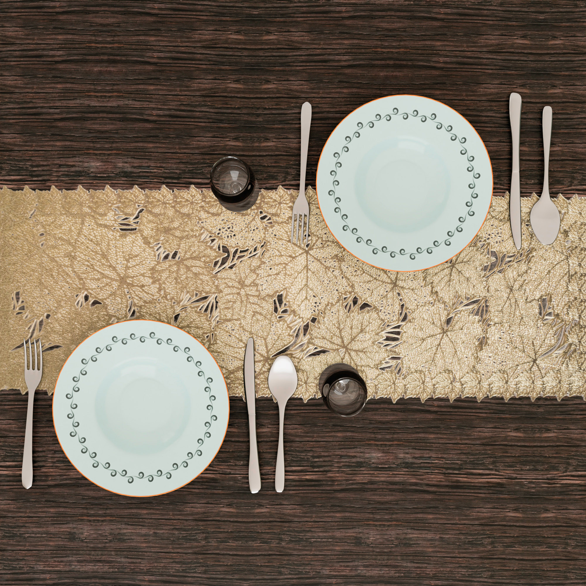 Kuber Industries Table Runner  Dining Table Runner  Kitchen Runner  Coffee Table Runner  Center Table Runner  Rectangular Leather Runner for Party Wedding Family Dinners  Leaf  Golden