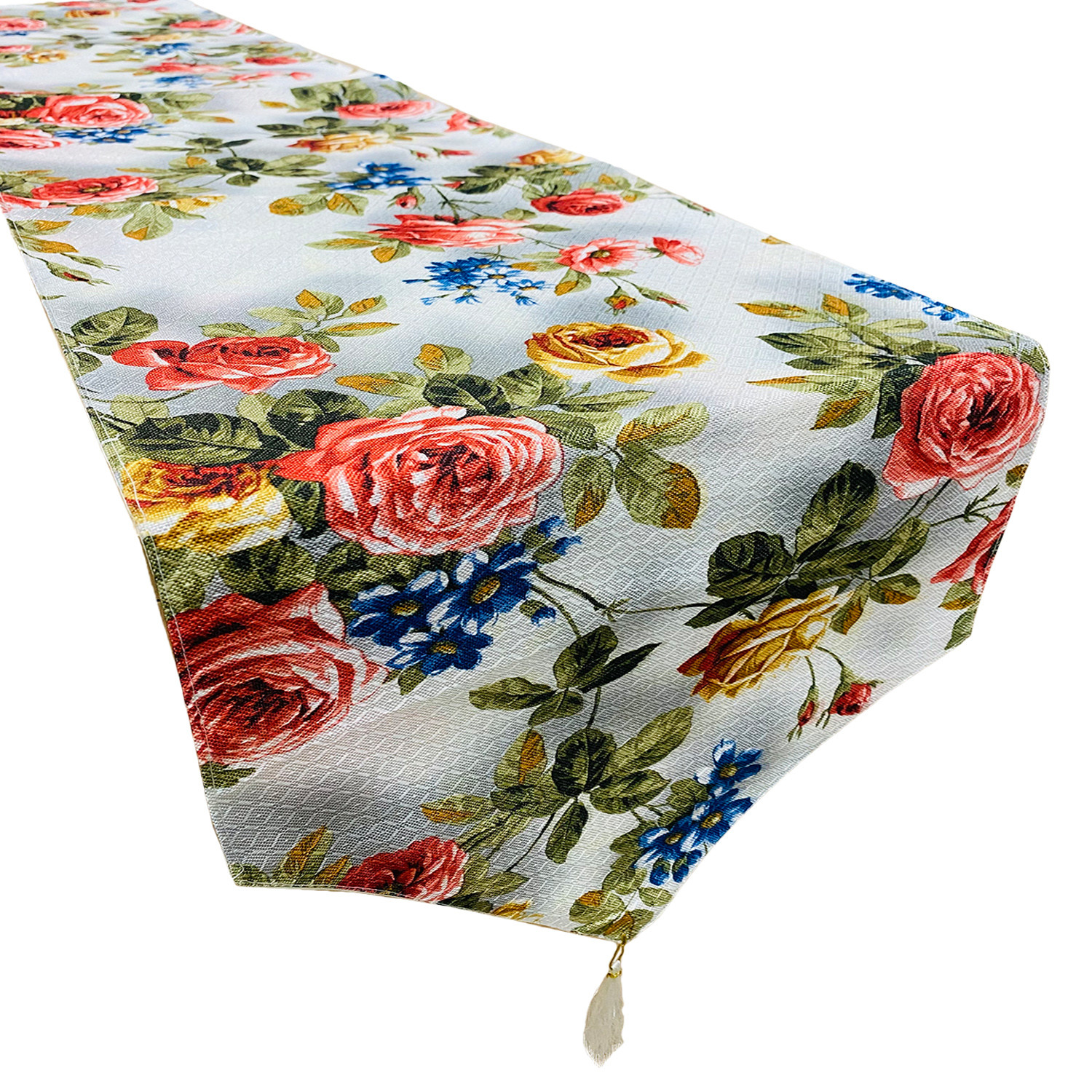 Kuber Industries Table Runner | Jute Digital Flower Print Dining Table Runner | Coffee Table Runner for Home Decor | Wedding | Parties | Large | Red