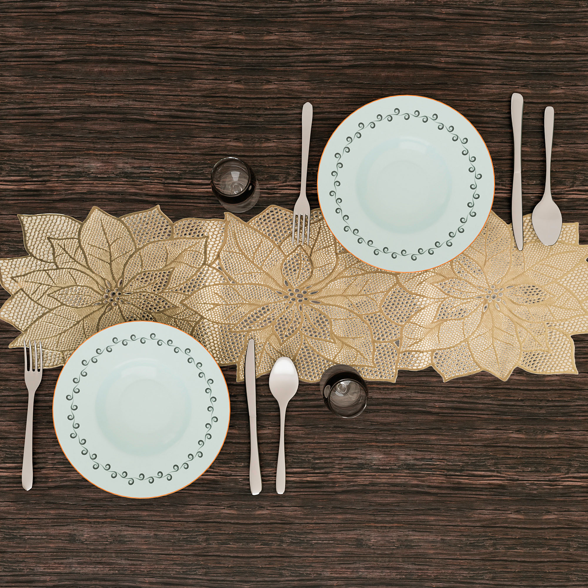 Kuber Industries Table Runner  Leather Runner for Party Wedding Family Dinners  Coffee Table Runner  Dining Table Runner  Kitchen Runner  Center Table Runner  Flower  Golden