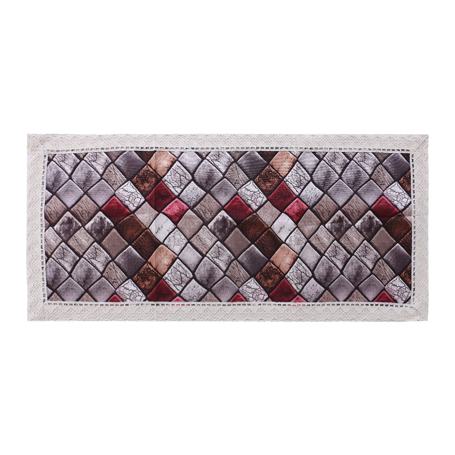 Kuber Industries Table Runner | Polycotton Mosaic Pattern Table Cloth | Table Runner for Indoor & Outdoor with Jutelace Border | 34x16 Inch | Multicolor