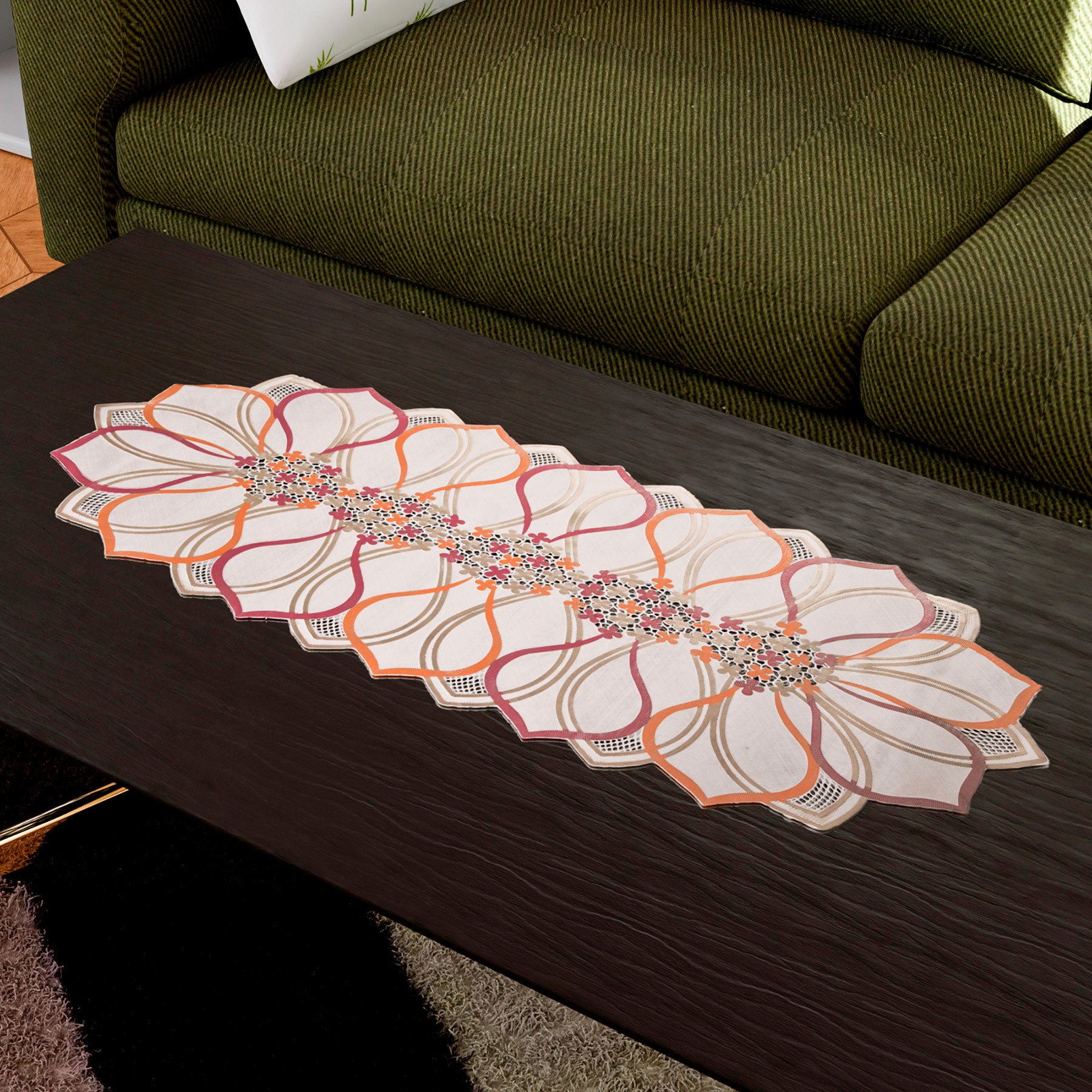 Kuber Industries Table Runner | PVC Dining Table Runner | Center Table Runner | Multi Leaf Table Runner | Table Runner Mat | Table Runner for Home Décor | Golden