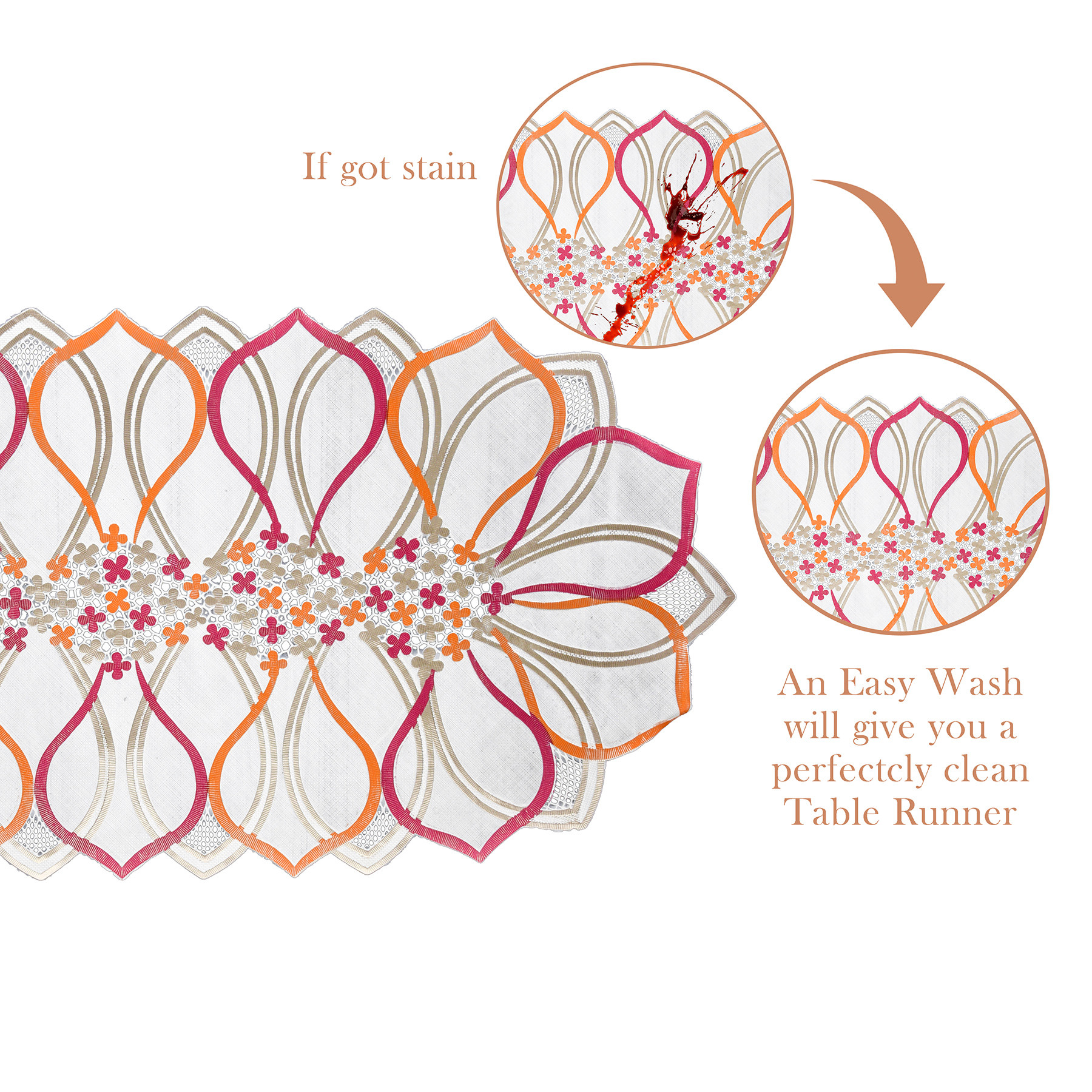 Kuber Industries Table Runner | PVC Dining Table Runner | Center Table Runner | Multi Leaf Table Runner | Table Runner Mat | Table Runner for Home Décor | Golden