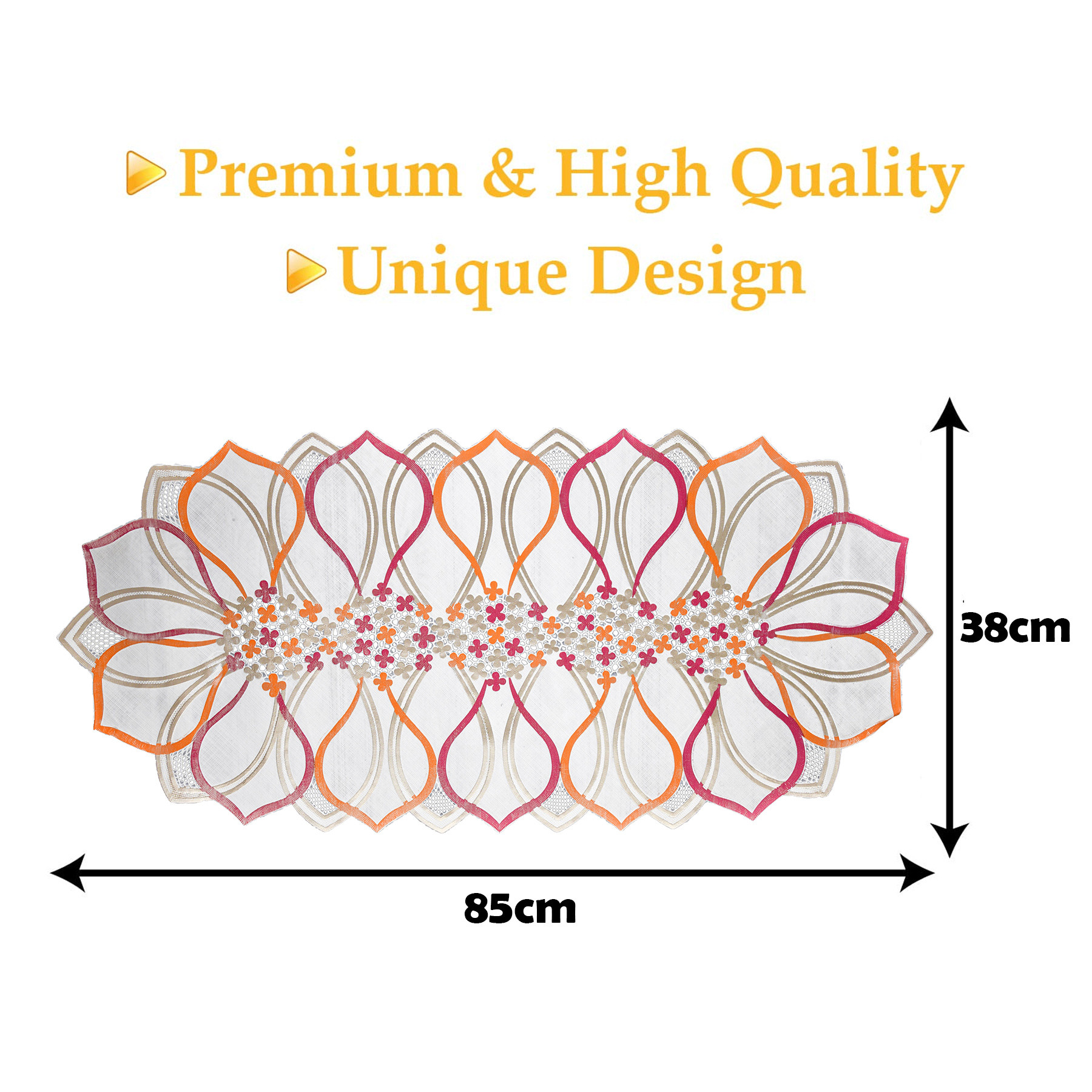Kuber Industries Table Runner | PVC Dining Table Runner | Center Table Runner | Multi Leaf Table Runner | Table Runner Mat | Table Runner for Home Décor | Golden