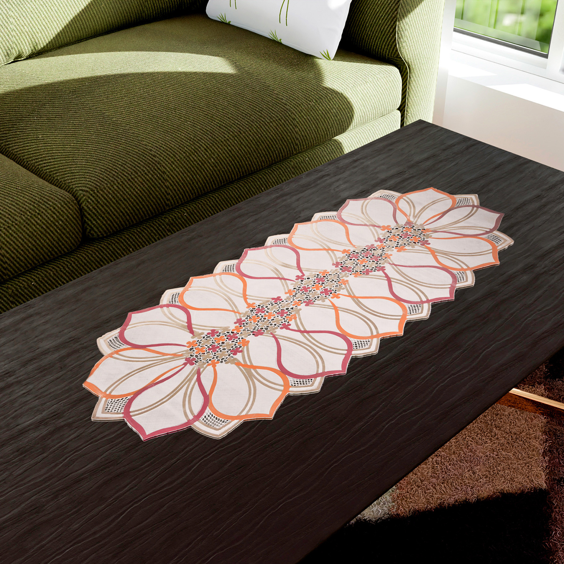 Kuber Industries Table Runner | PVC Dining Table Runner | Center Table Runner | Multi Leaf Table Runner | Table Runner Mat | Table Runner for Home Décor | Golden